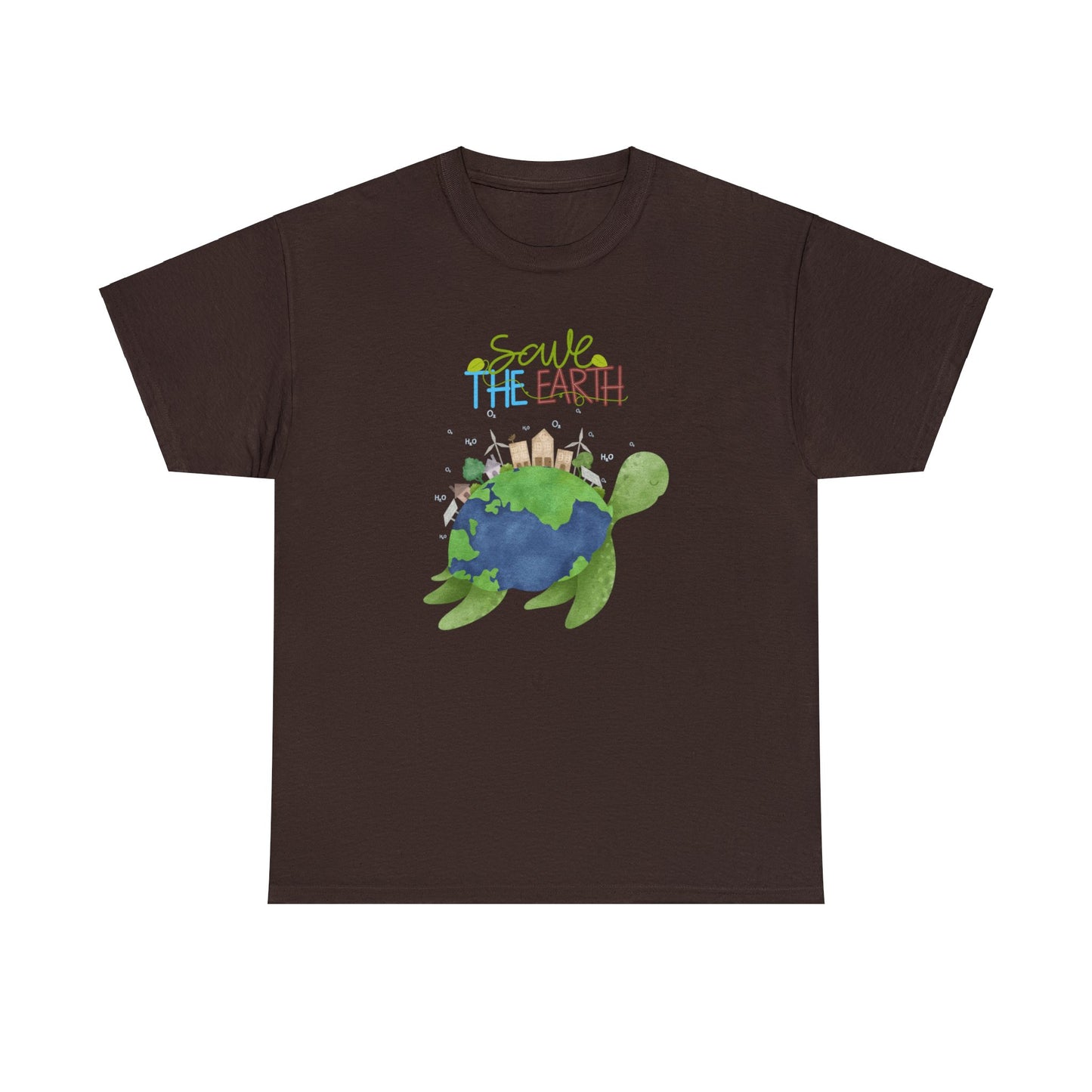 Unisex Heavy Cotton Tee Adult/Teen Activewear Shirt Comes In Many Colors Save The Earth With A Sea Turtle