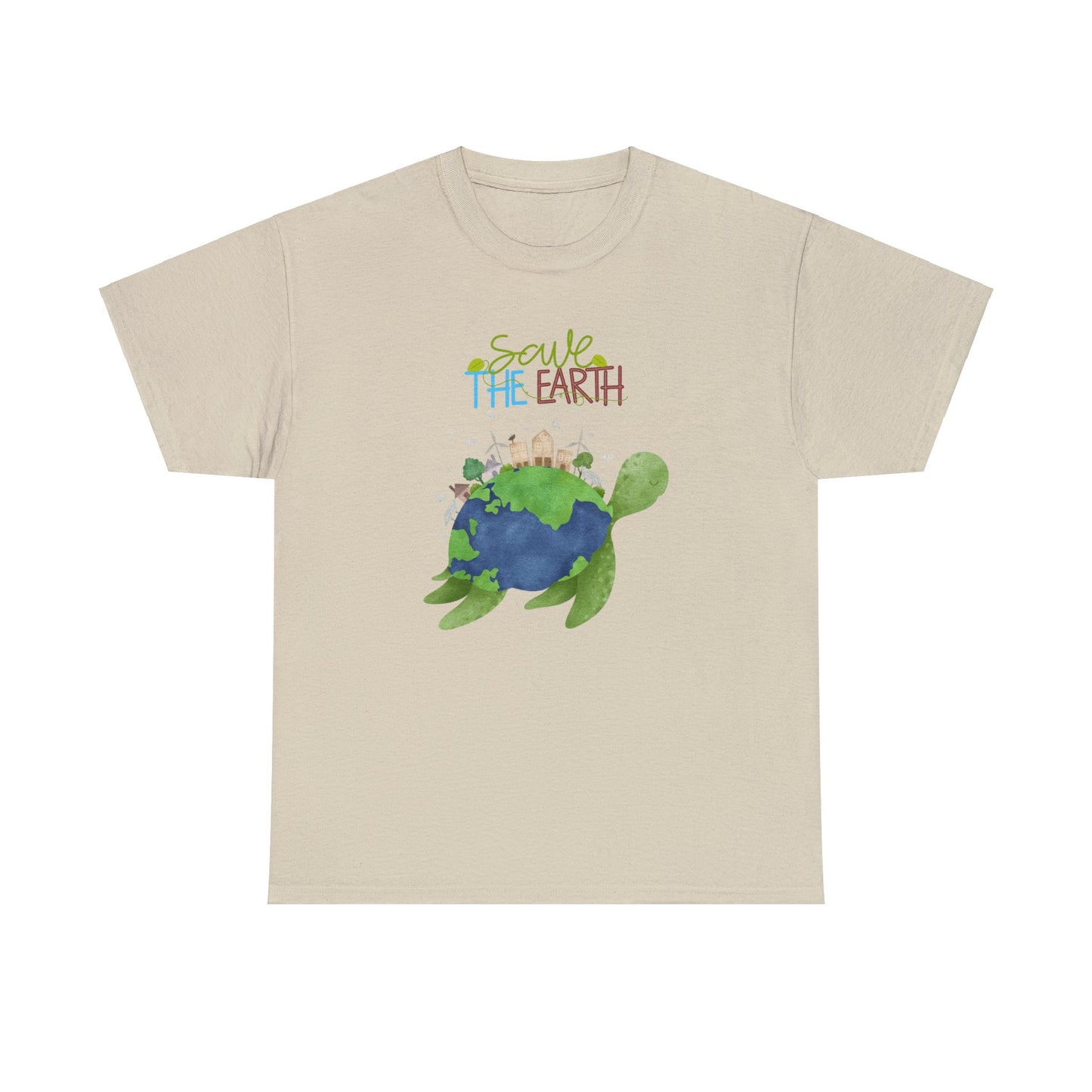 Unisex Heavy Cotton Tee Adult/Teen Activewear Shirt Comes In Many Colors Save The Earth With A Sea Turtle