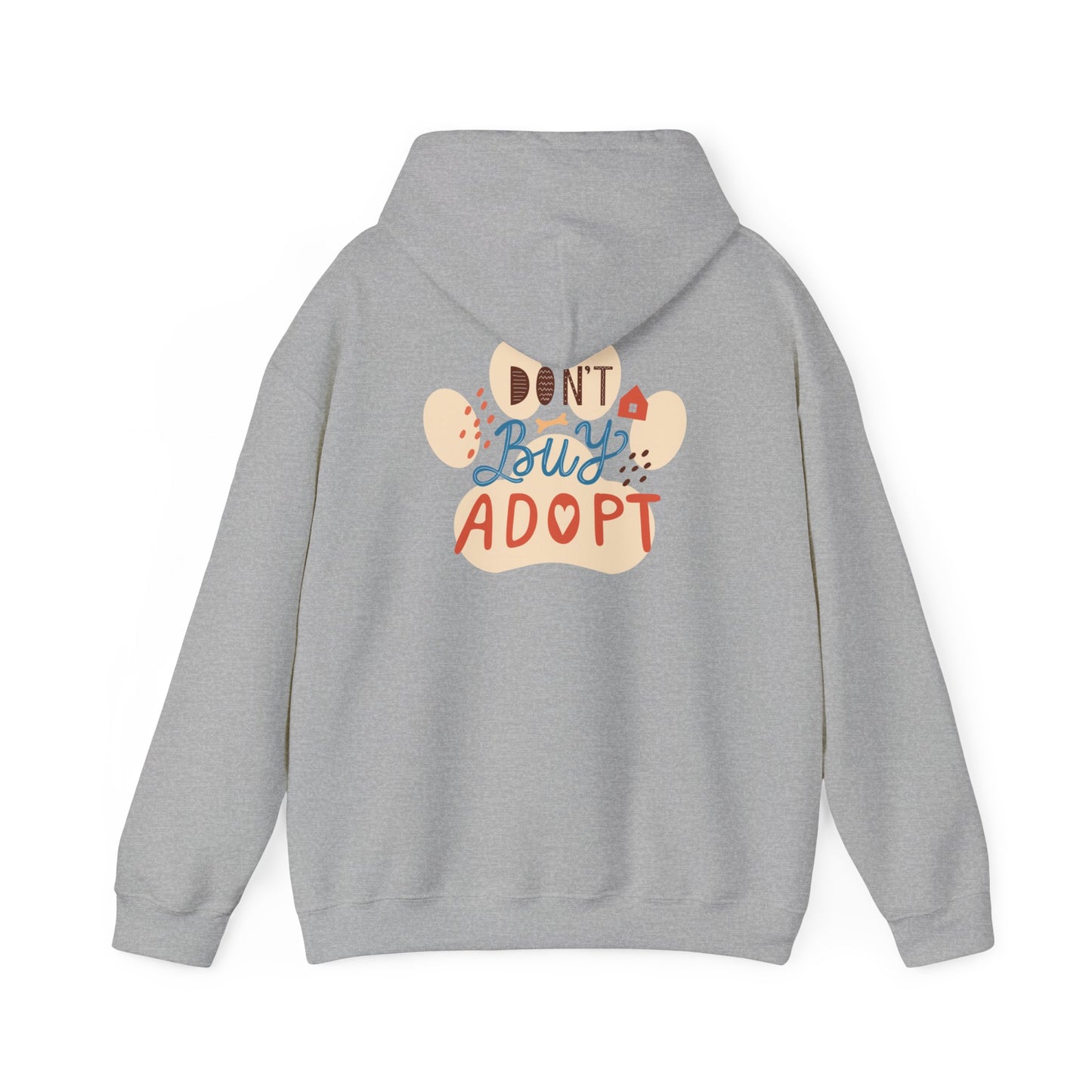 Unisex Heavy Blend™ Hooded Sweatshirt Adult/Teen Activewear Dont Buy Adopt on Back Tan Mastiff on Back