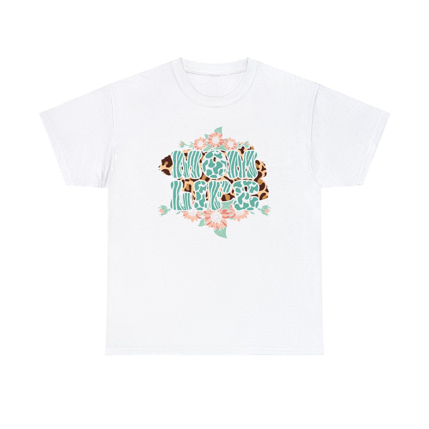 Unisex Heavy Cotton Tee Shirt Mom's Life Mint Green White Peach