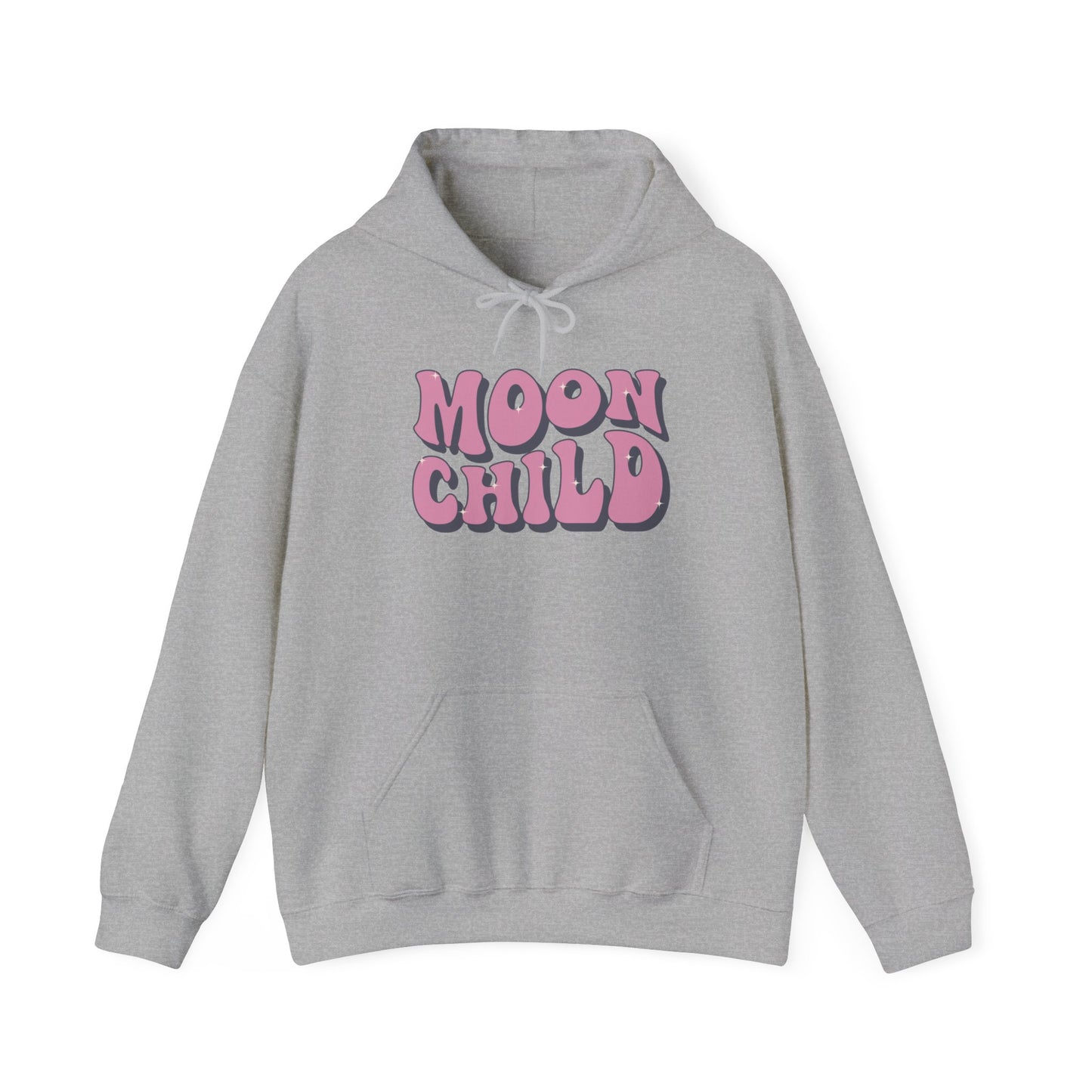 Unisex Heavy Blend™ Hooded Sweatshirt Adult/Teen Activewear Moon Child in Pink Writing Positive Vibes