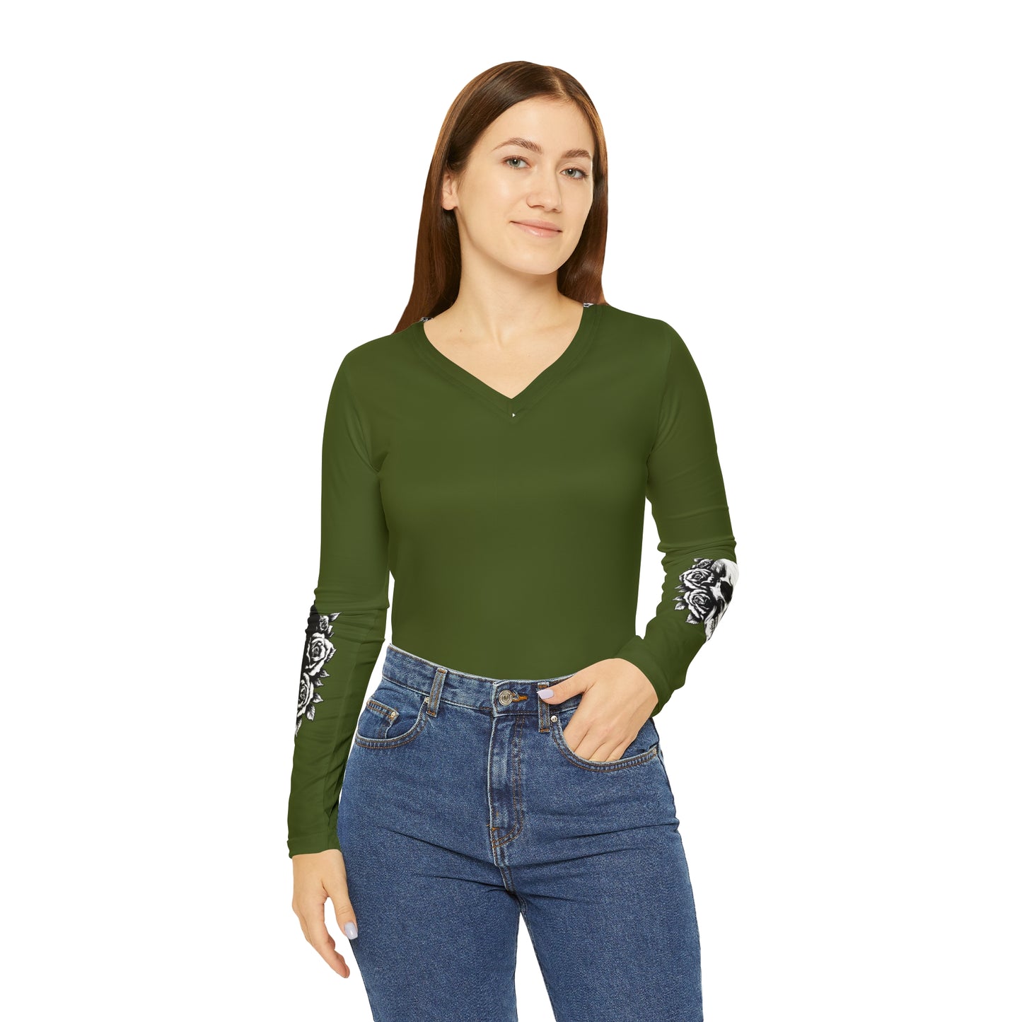 Women's Long Sleeve V-neck Shirt (AOP)