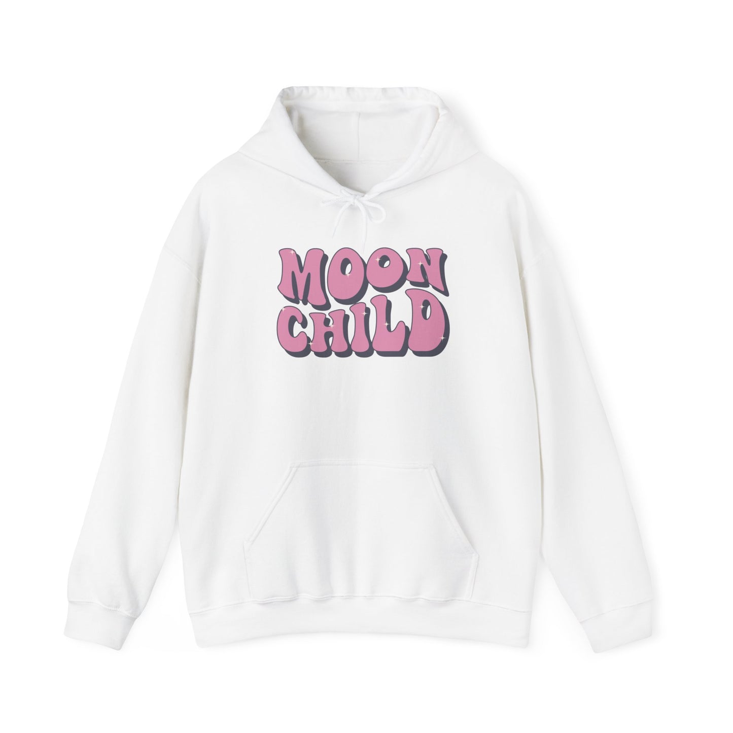 Unisex Heavy Blend™ Hooded Sweatshirt Adult/Teen Activewear Moon Child in Pink Writing Positive Vibes