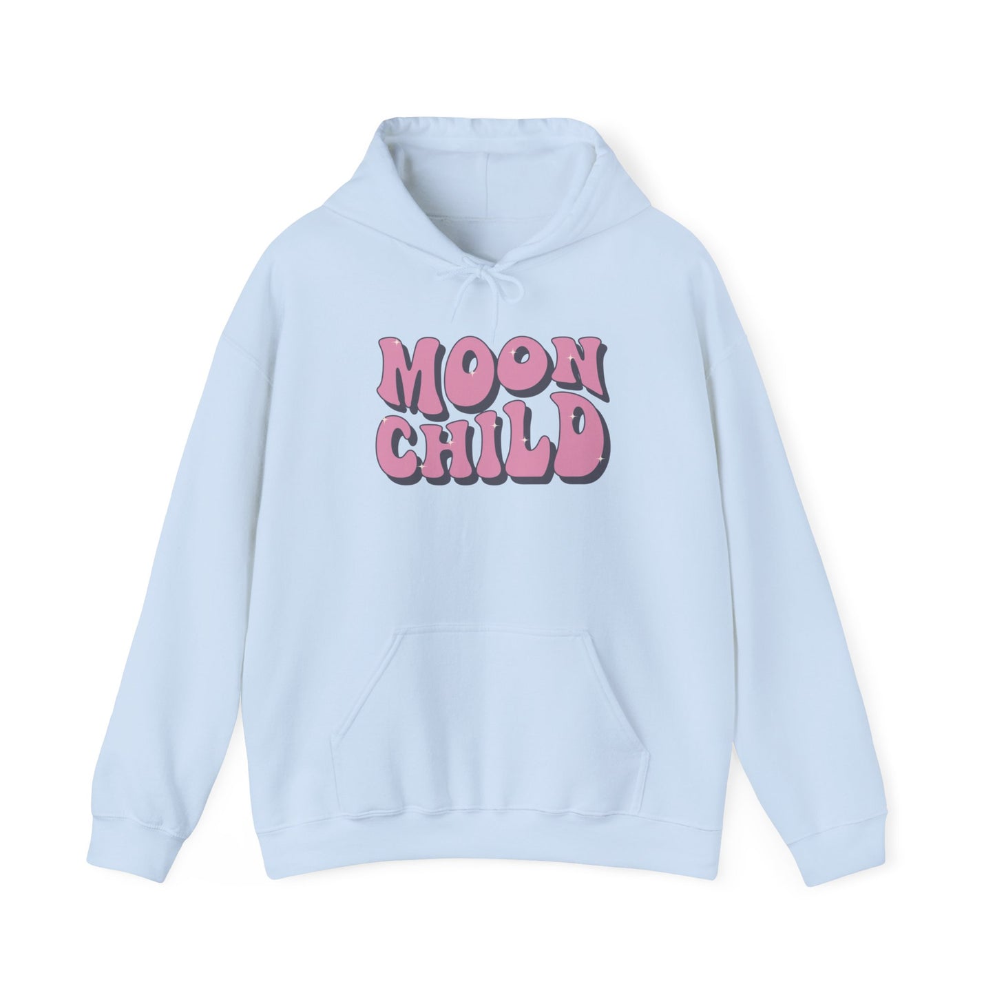 Unisex Heavy Blend™ Hooded Sweatshirt Adult/Teen Activewear Moon Child in Pink Writing Positive Vibes