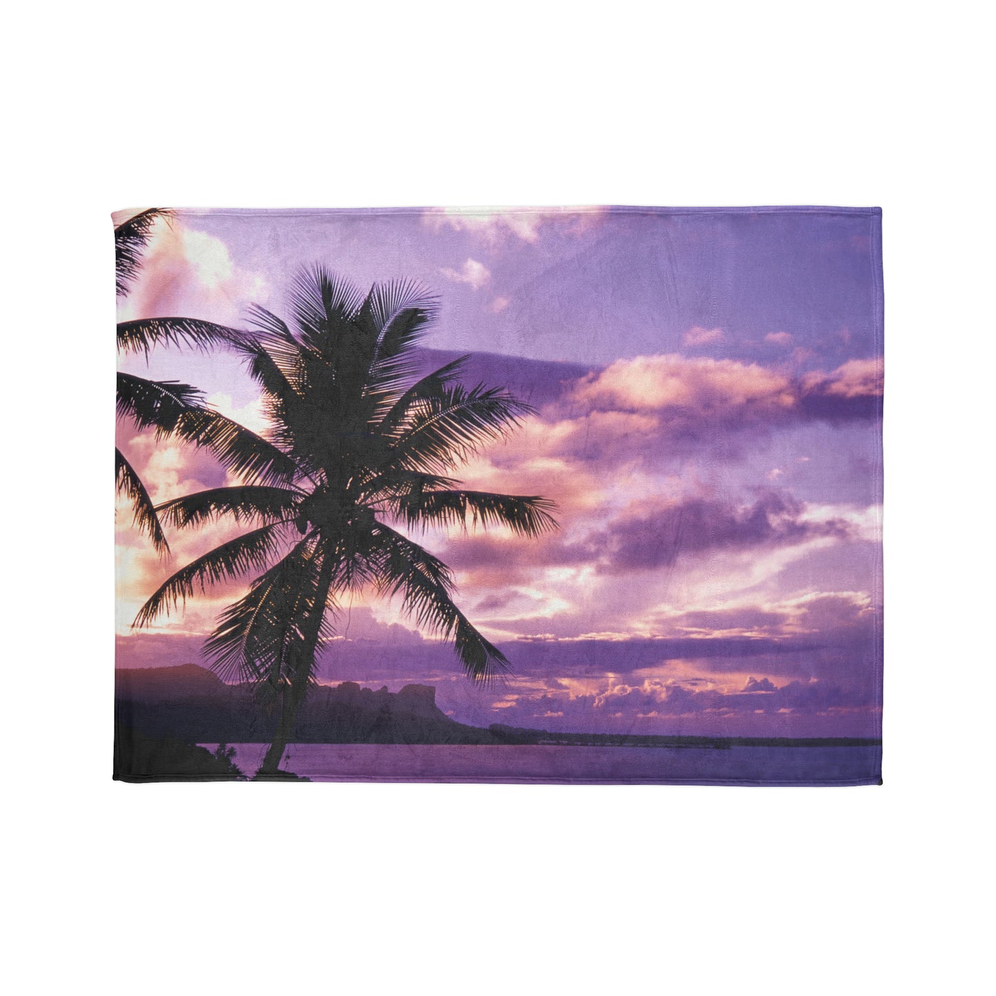 Soft Polyester Blanket Adult/Teen/Children Accessories Beautiful Purple Sunset With Palm Trees