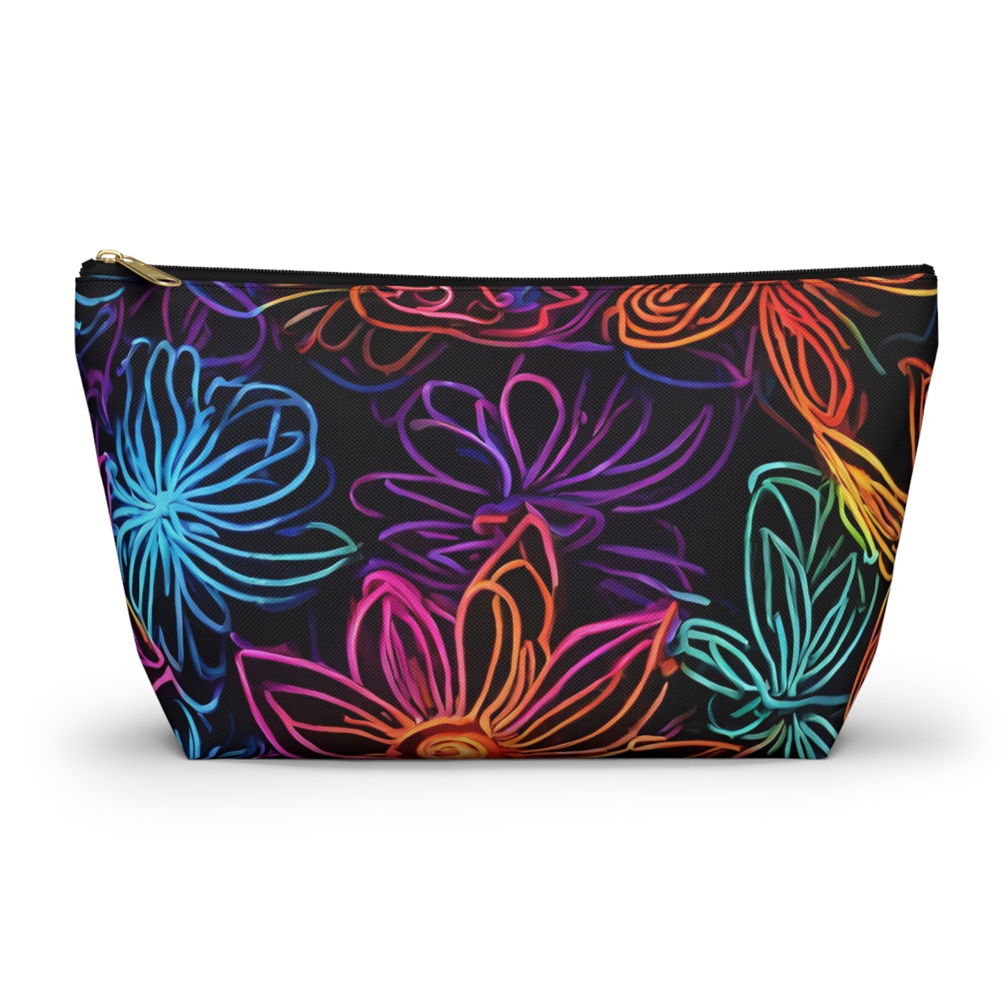 Accessory Pouch w T-bottom Adult/Teens Unisex Bright Pink Yellow Blue Purple Flower Pattern Customizable tiffany.trillo@icloud.com