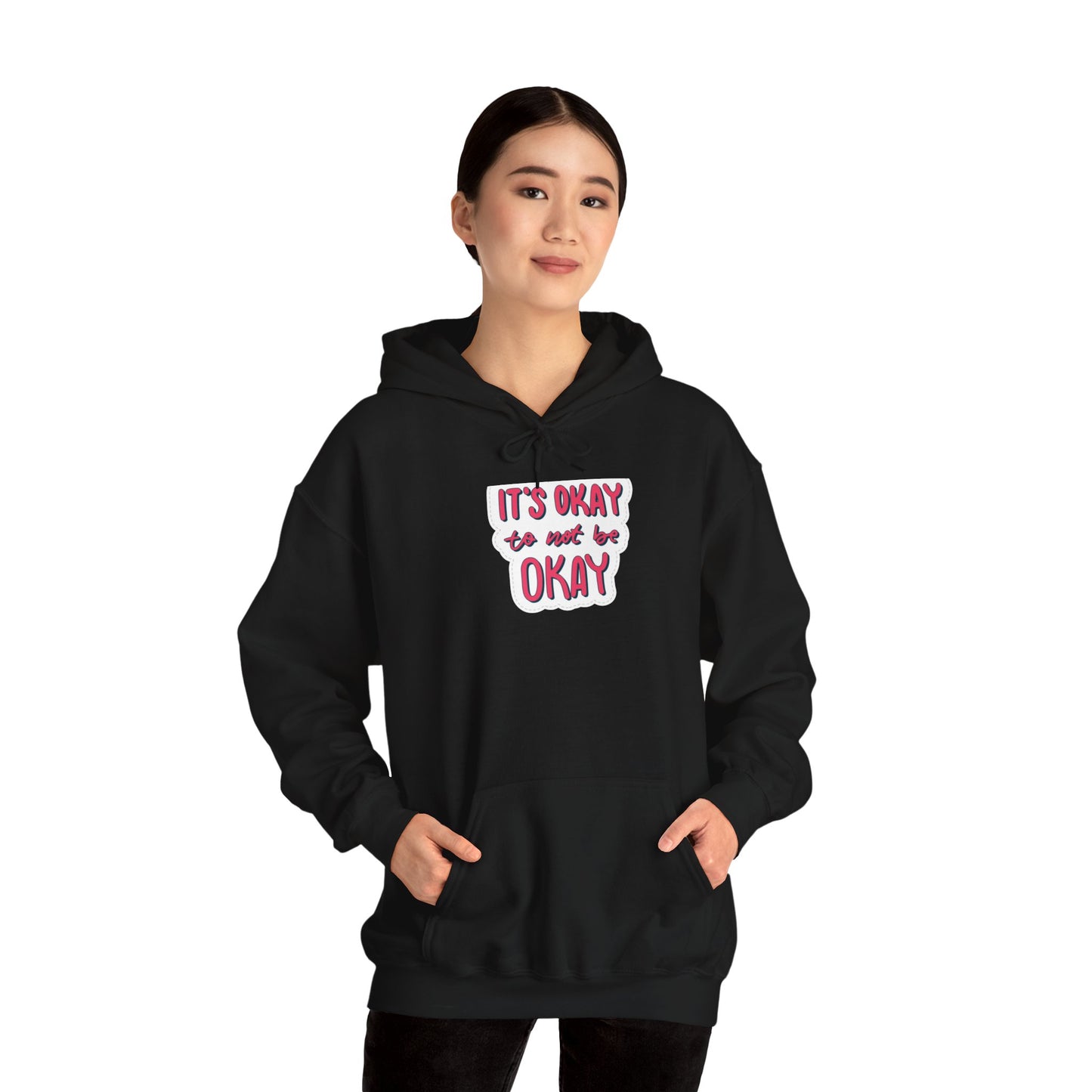 Unisex Heavy Blend™ Hooded  Adult/Teen Activewear Its OK to Be Not OK Colors Red Black Bubble Letters