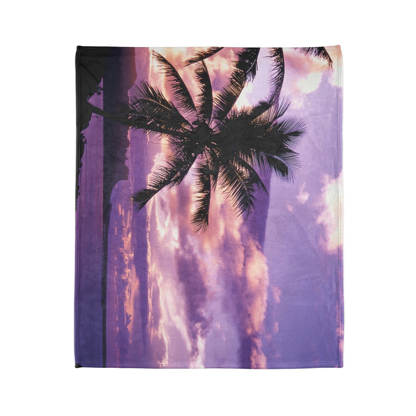 Soft Polyester Blanket Adult/Teen/Children Accessories Beautiful Purple Sunset With Palm Trees