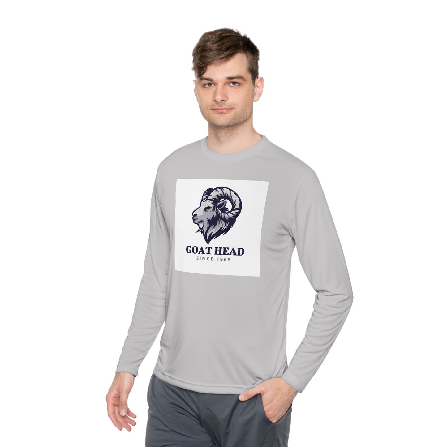 Unisex Lightweight Long Sleeve Tee Adult/Teen College Long Sleeve with a Goat Head