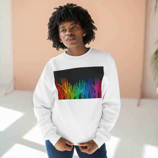 Unisex Crewneck Sweatshirt Adult/Teen Activewear No More Racism Awareness Black Purple Blue Green Yellow Hands