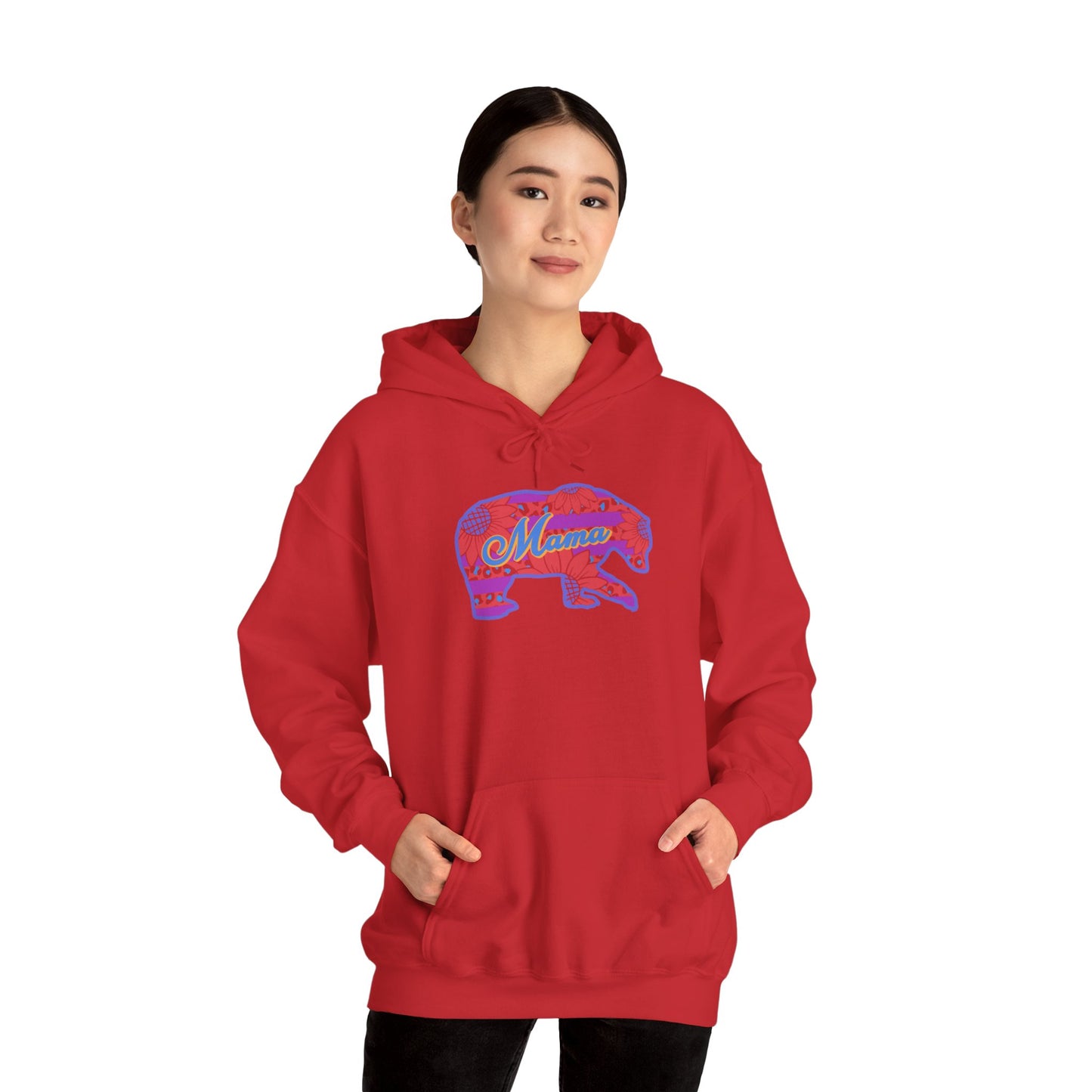 Unisex Heavy Blend™ Hooded Sweatshirt Adult Activewear Mama Bear Purple Bright Pink