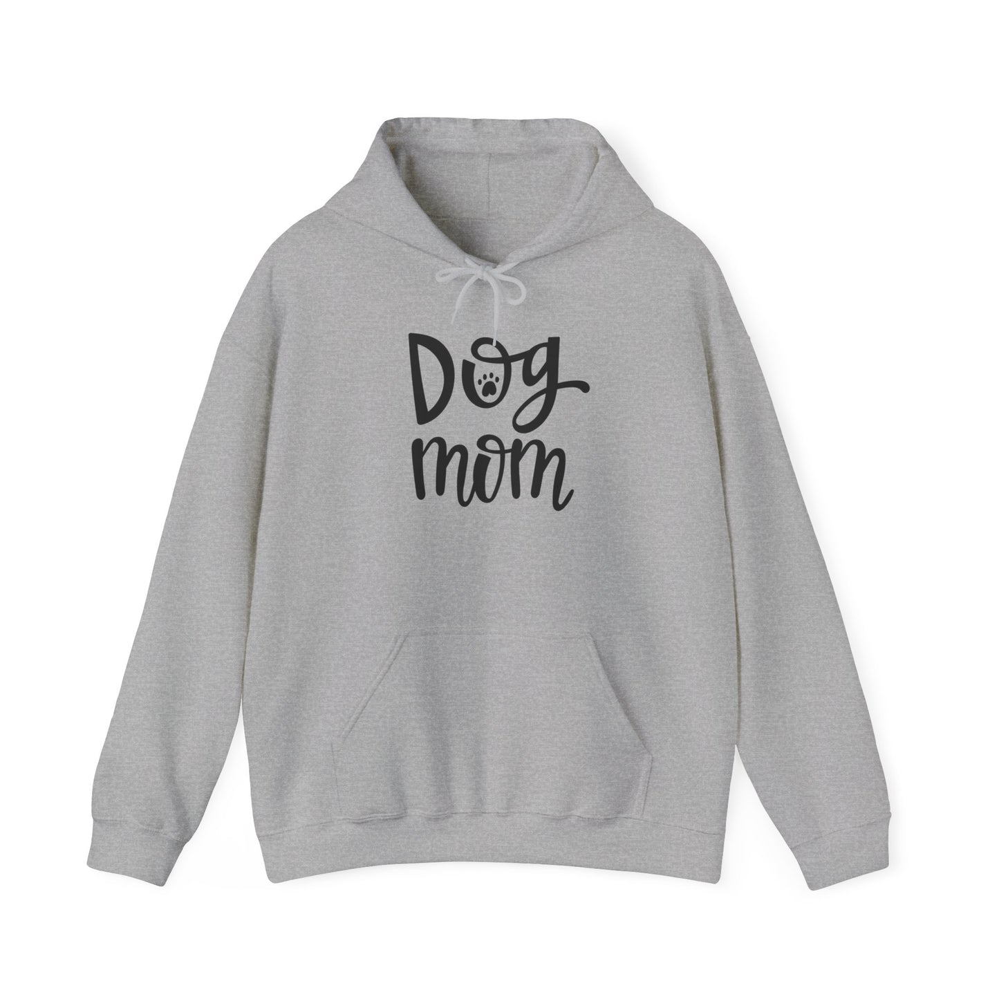 Unisex Heavy Blend™ Hooded Sweatshirt Adult Activewear Dog Mom on Front in Black Pitbull on Back Colors Brown Black and White