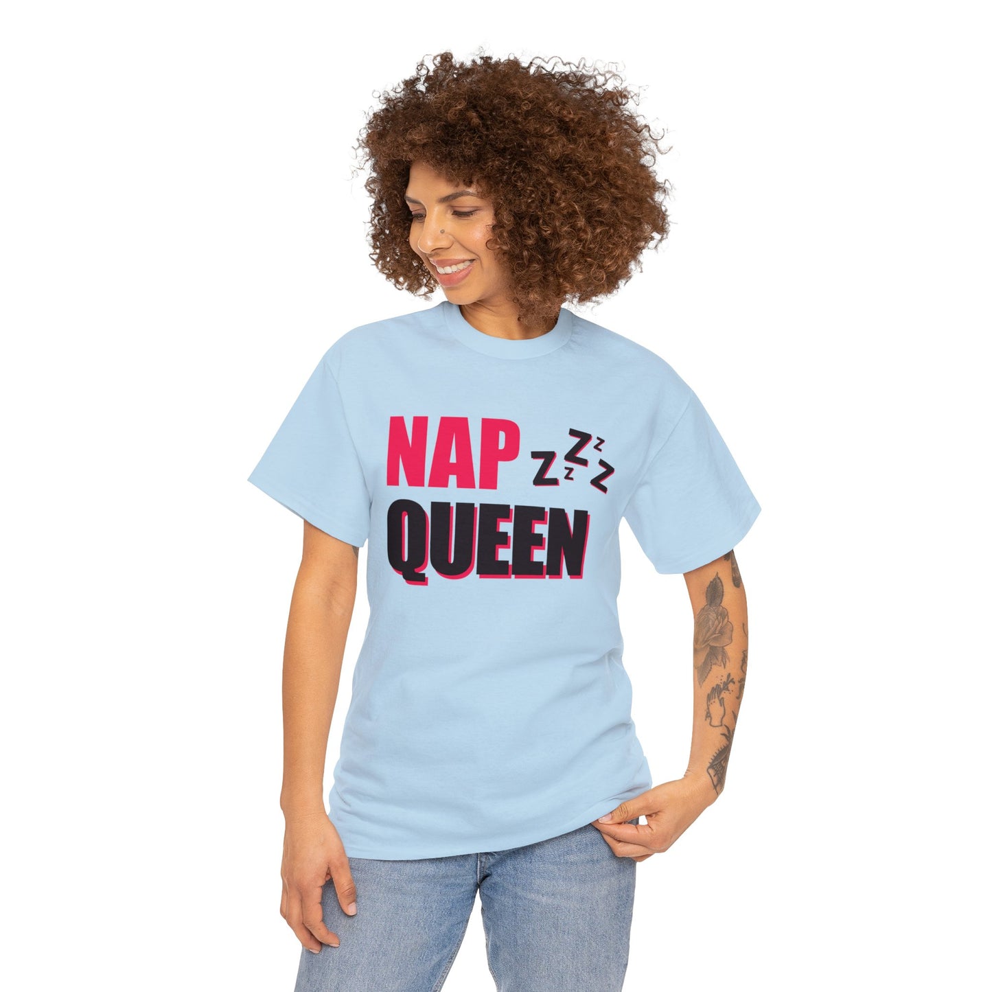 Unisex Heavy Cotton Tee Adult/Teen Activewear Nap Queen In Black Writing  Customizable Call 603-377-1833