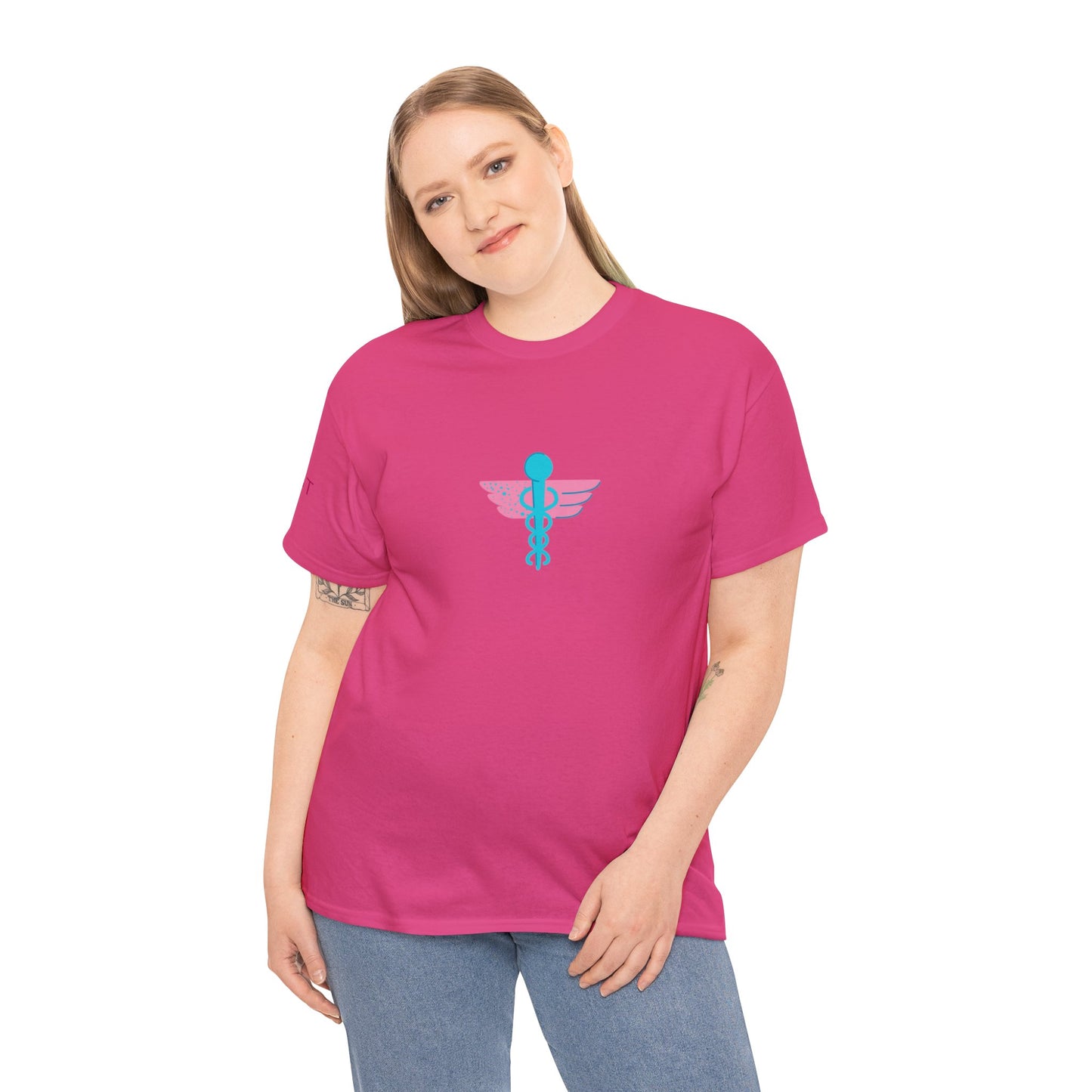 Unisex Heavy Cotton Tee 5 East Nurses Design on front and sleeve