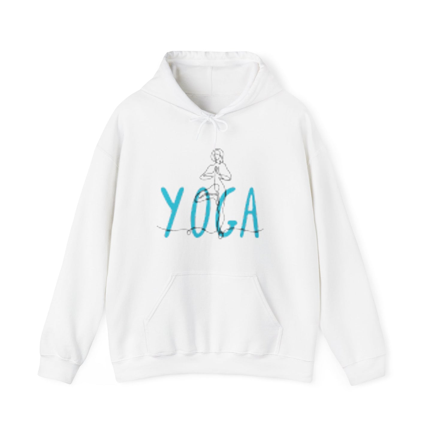 Unisex Heavy Blend™ Hooded Sweatshirt ADULT/TEEN YOGA IN TEAL-BLUE WRITNG