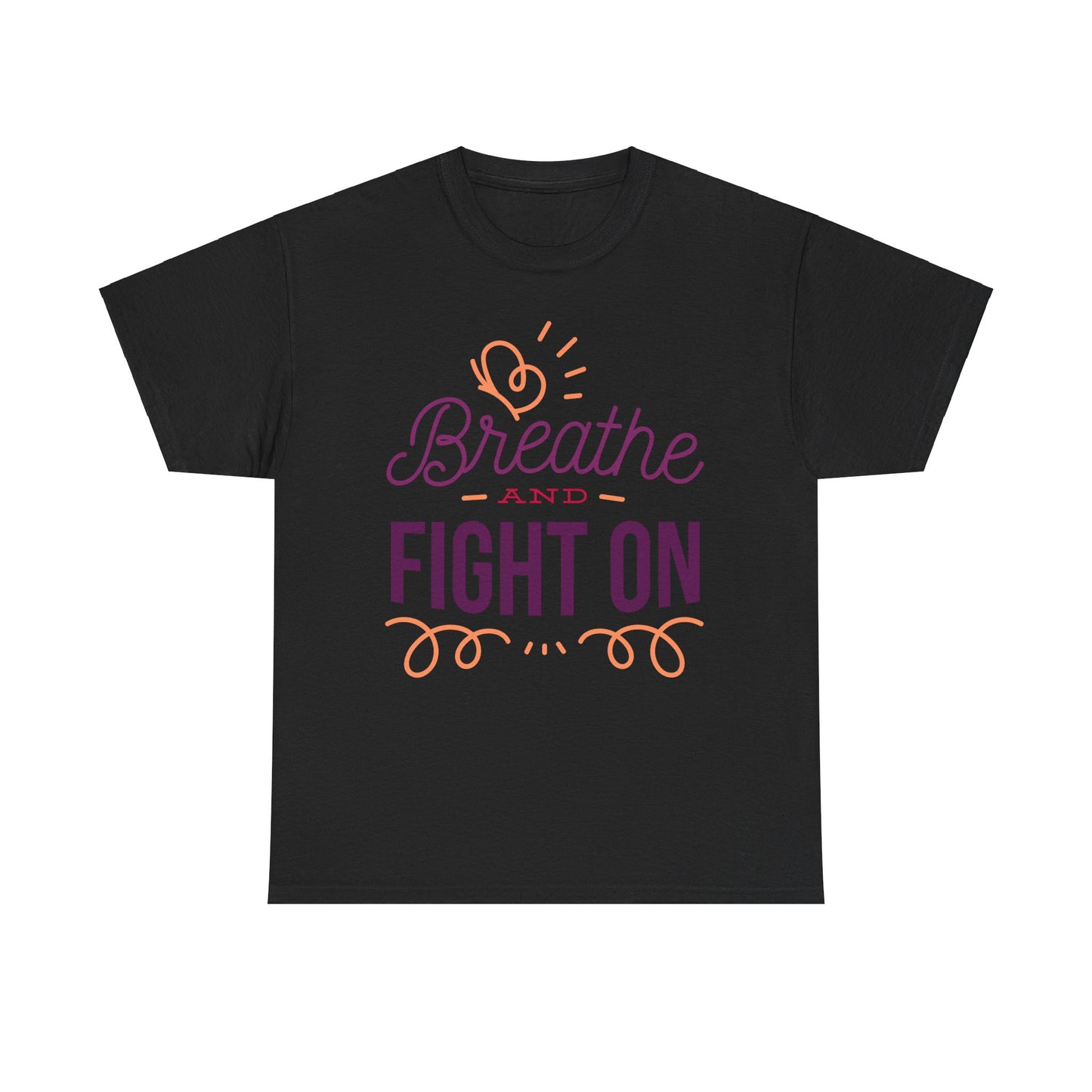 Unisex Heavy Cotton Tee Adult/Teen Activewear Breathe and Live On Colors Peach and Purple Writing