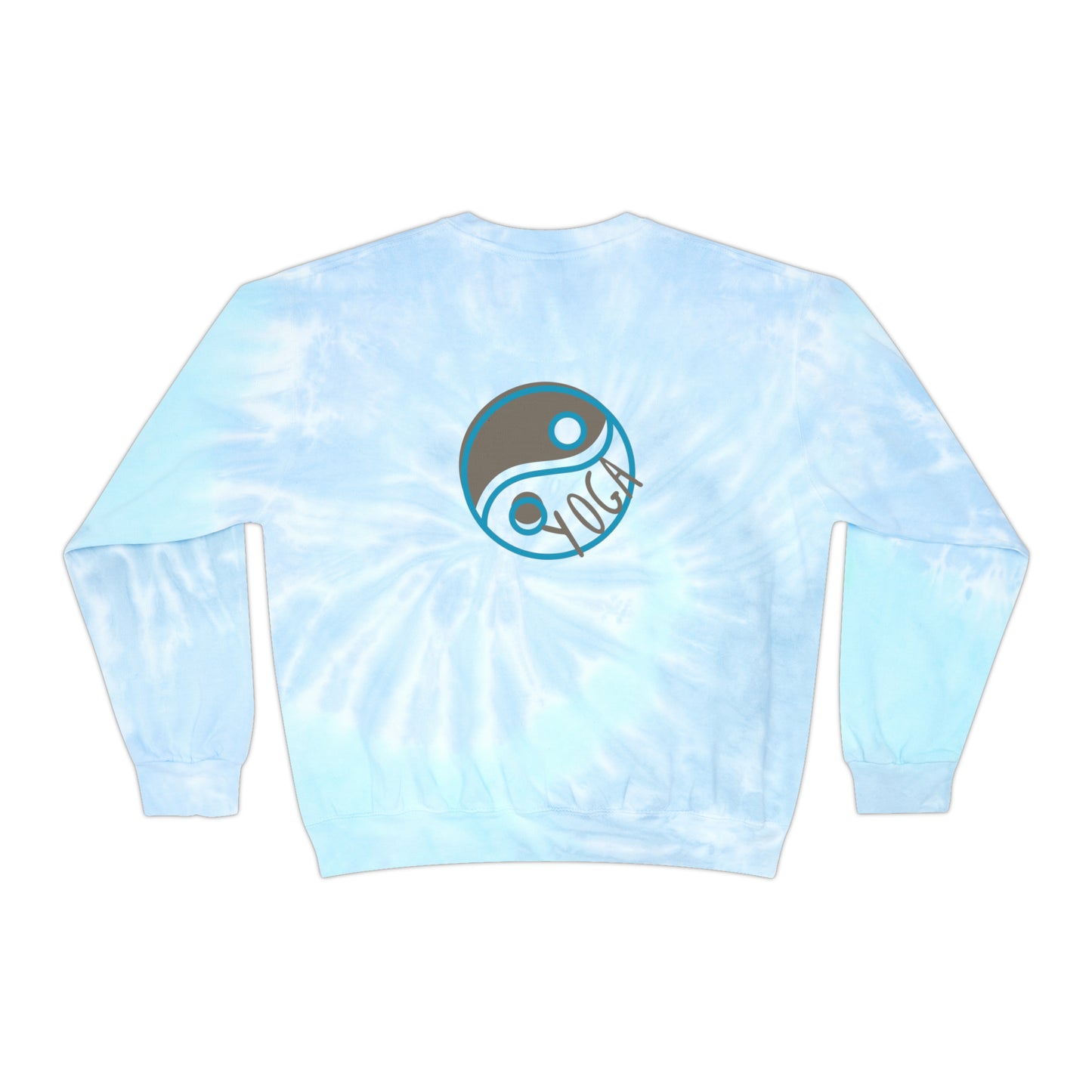 Unisex Tie-Dye Sweatshirt  CREWNECK ADULT/TEEN ACTIVEWEAR YIN-YANG = BALANCE AND HARMONY YOGA GREYISH/BROWN AND BLUE IN COLOR