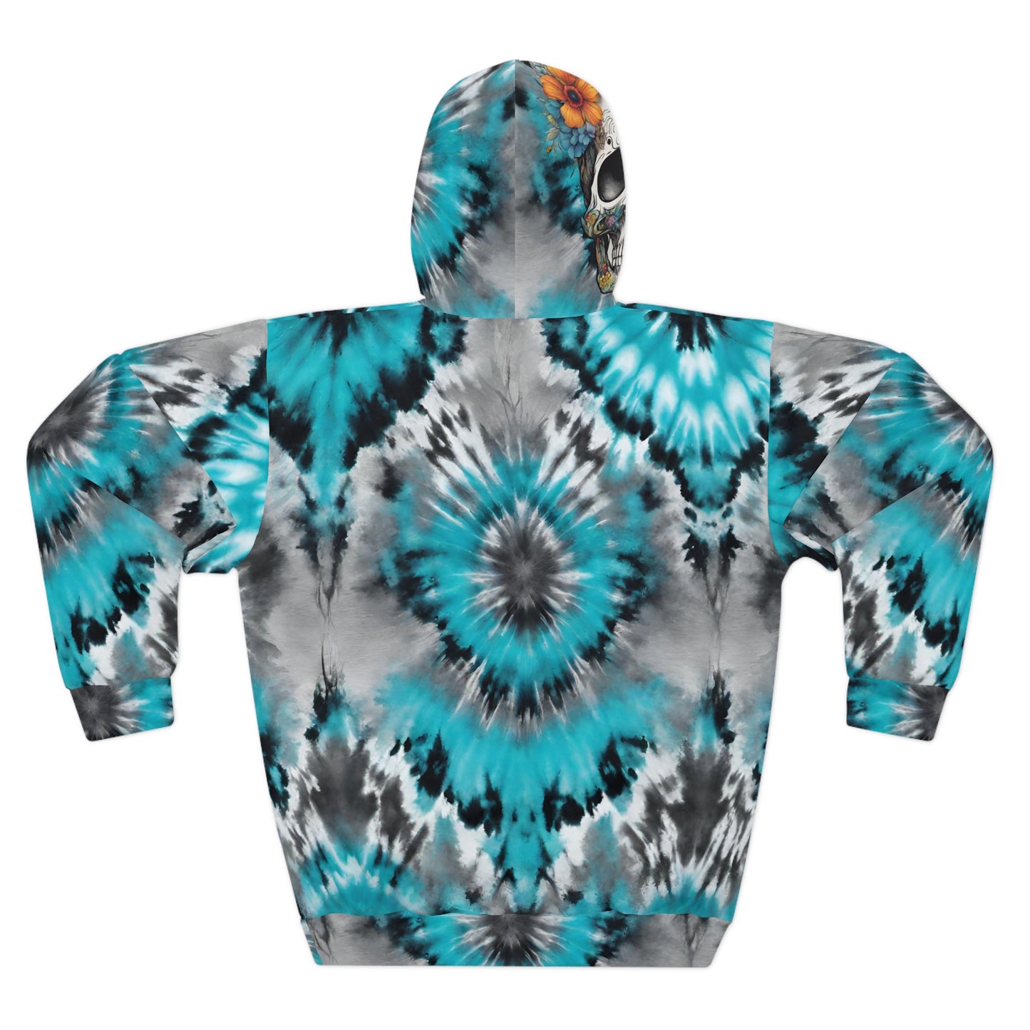 Unisex Pullover Hoodie (AOP) skull on hood