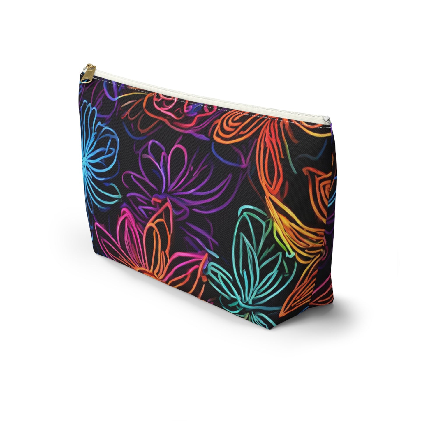 Accessory Pouch w T-bottom Adult/Teens Unisex Bright Pink Yellow Blue Purple Flower Pattern Customizable tiffany.trillo@icloud.com