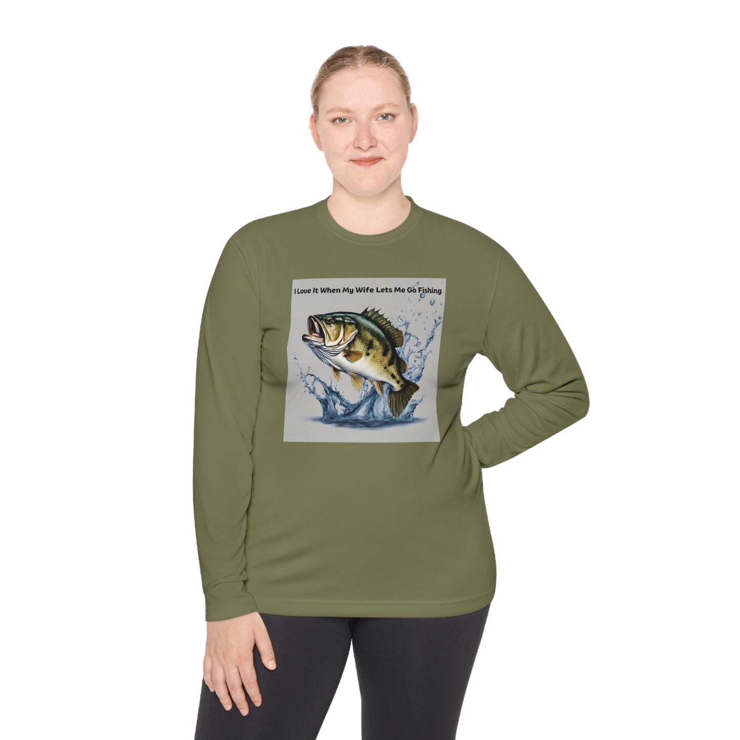 Unisex Lightweight Long Sleeve Tee Adult Activewear I Love It When My Wife Lets Me Go Fishing