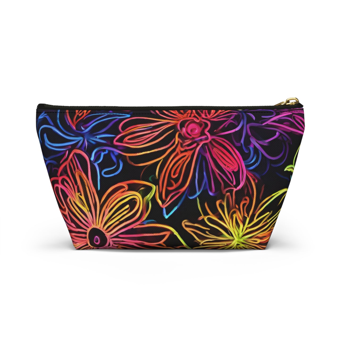 Accessory Pouch w T-bottom Adult/Teens Unisex Bright Pink Yellow Blue Purple Flower Pattern Customizable tiffany.trillo@icloud.com