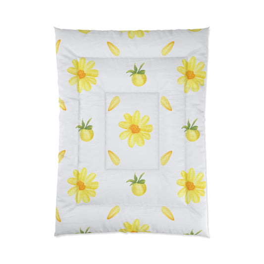 Comforter Adult/Teen/Kids Accessories Decor Great For Kid's Bedroom Thick Soft Yellow and White Flowers