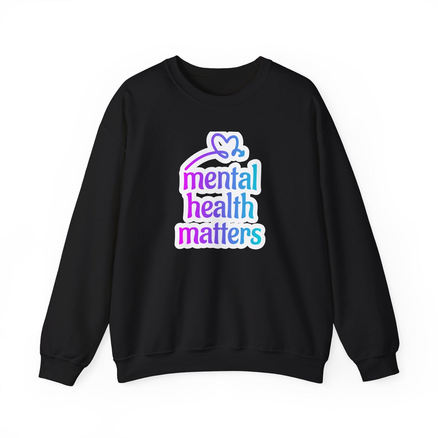 Unisex Heavy Blend™ Crewneck Sweatshirt Adult/Teen Activewear Mental Health Matters Colors Purple Teal-Blue White with Purple Teal-Blue Heart