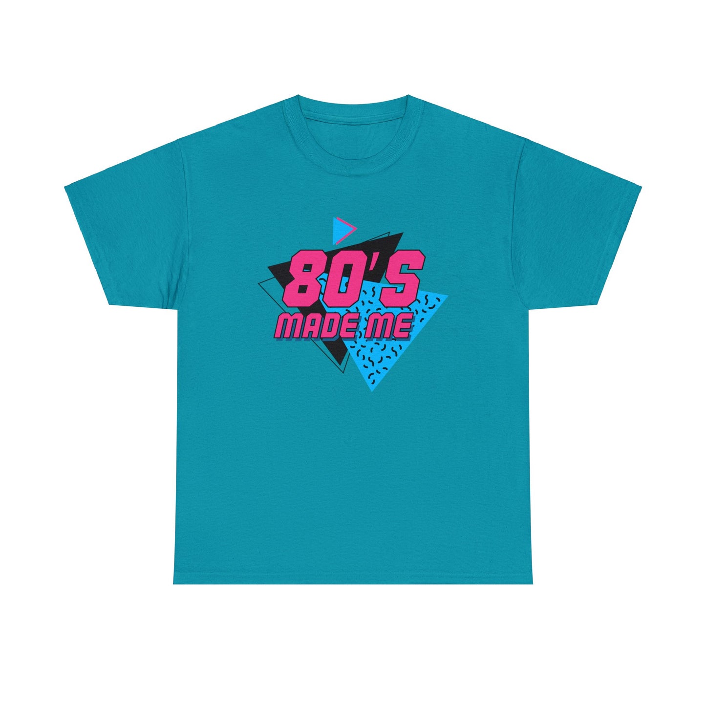 Unisex Heavy Cotton Tee Adult Activewear 80's Made Me In Blue and Hot Pink Shirt Comes In Many Colors