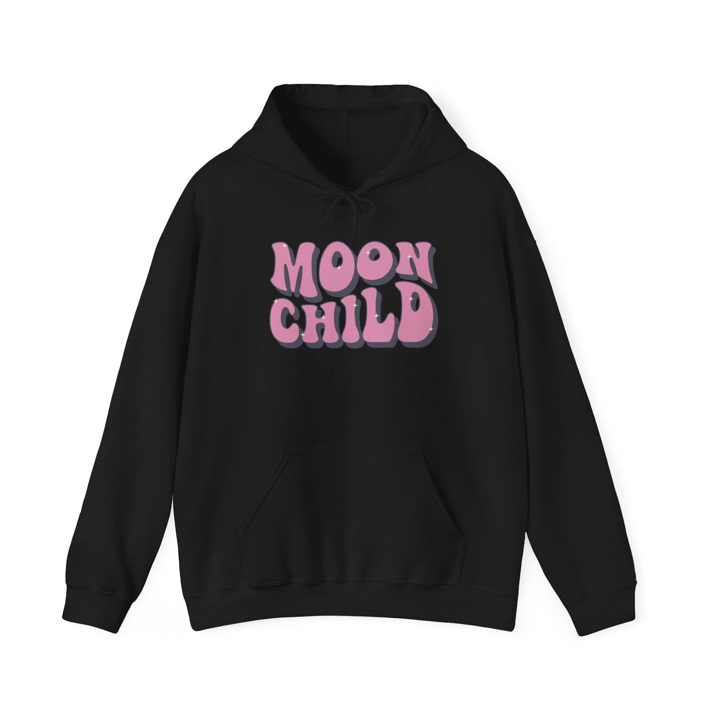 Unisex Heavy Blend™ Hooded Sweatshirt Adult/Teen Activewear Moon Child in Pink Writing Positive Vibes