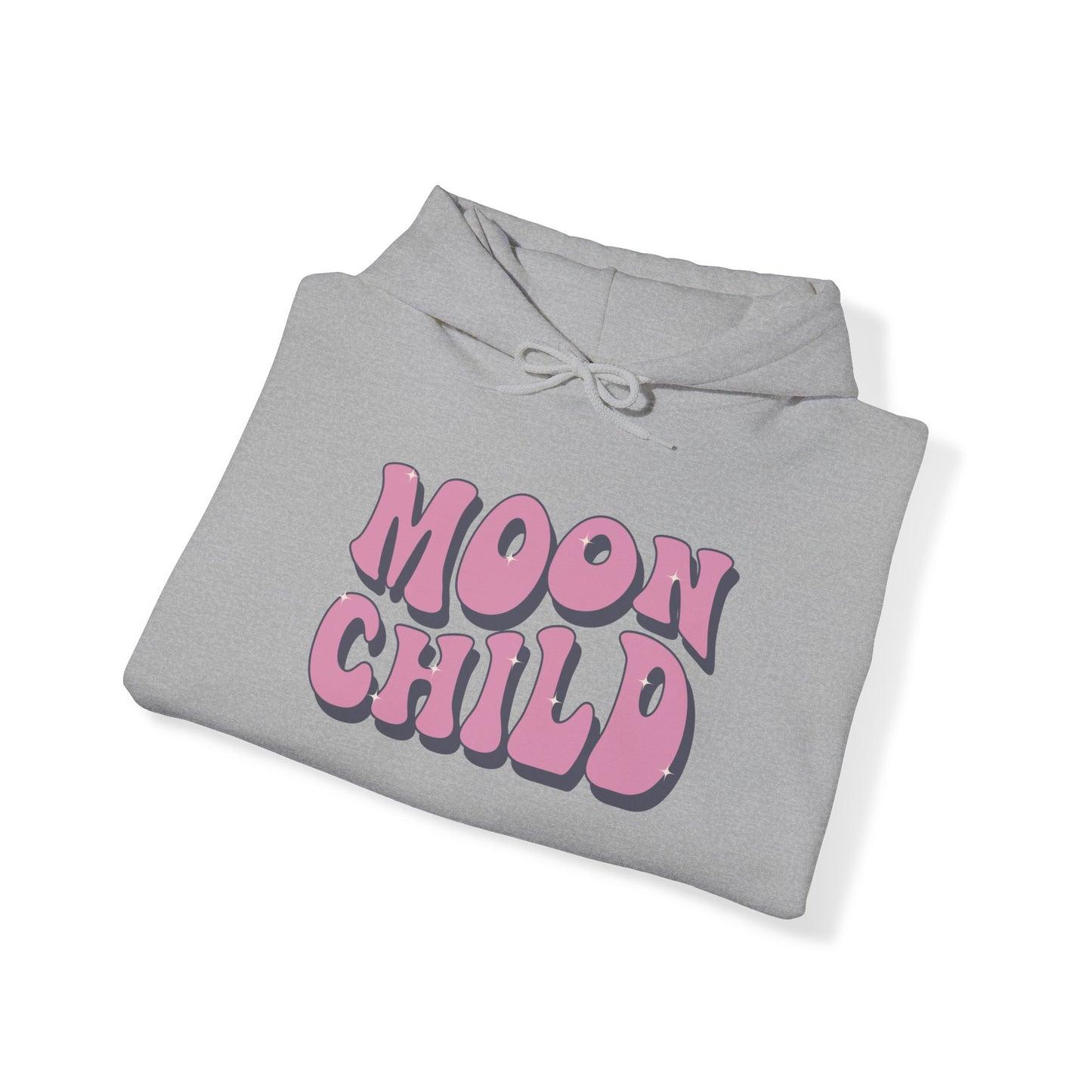 Unisex Heavy Blend™ Hooded Sweatshirt Adult/Teen Activewear Moon Child in Pink Writing Positive Vibes