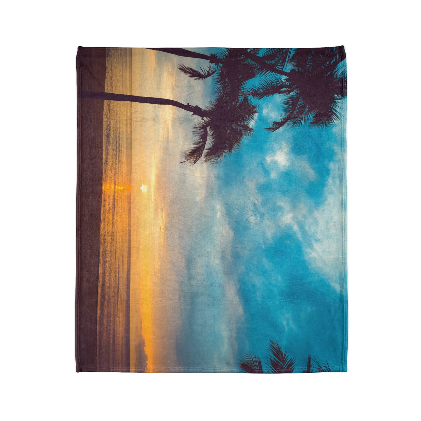 Soft Polyester Blanket Adult/Teen Sunset With Palm Trees Customizable Call 603-377-1833