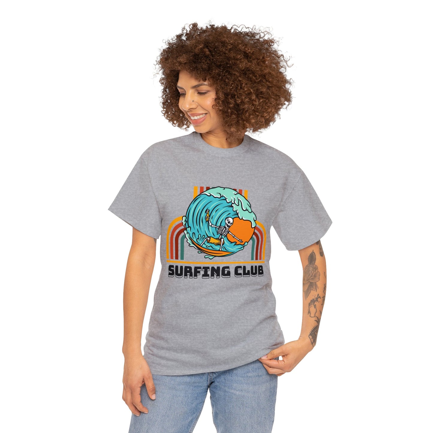 Unisex Heavy Cotton Tee adult/Teen Surfing Club Shirt Comes In Many Colors