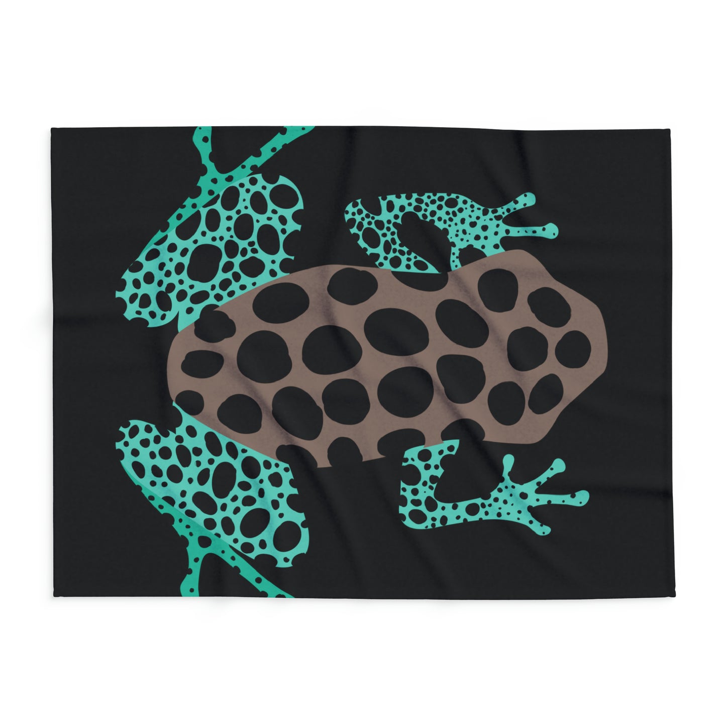 Black Teal-Green Frog Fleece Blanket Unisex Accessories Decor Adults/Teens/kids