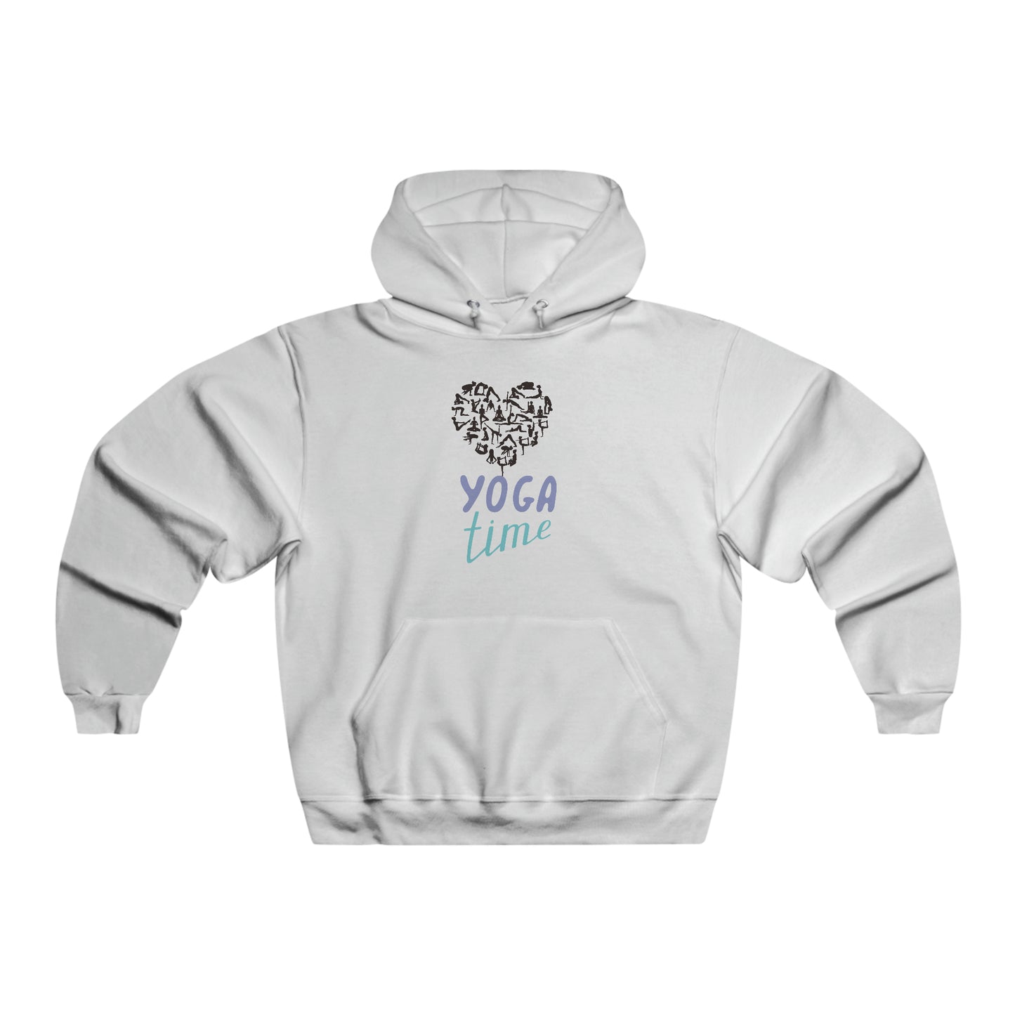 Men's NUBLEND® Hooded Sweatshirt ADULT/TEEN YOGA TIME IN BLUE AND PURPLE WITH WOMEN DOING YOGA POSES IN A HEART SHAPE