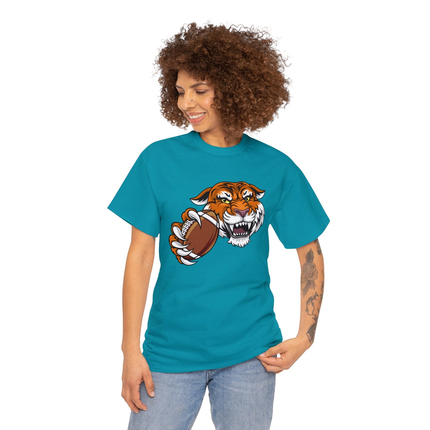 Unisex Heavy Cotton Tee Adult/Teen Activewear Tiger's Football Tea Generic Team Shirt Comes In Many Colors