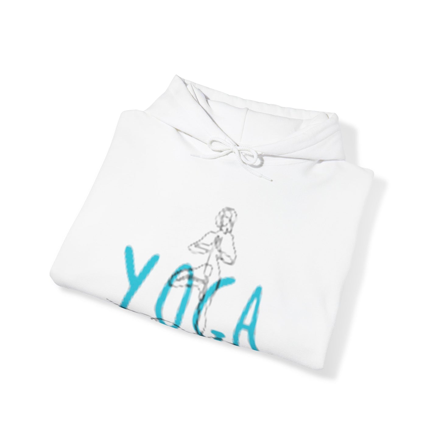 Unisex Heavy Blend™ Hooded Sweatshirt ADULT/TEEN YOGA IN TEAL-BLUE WRITNG