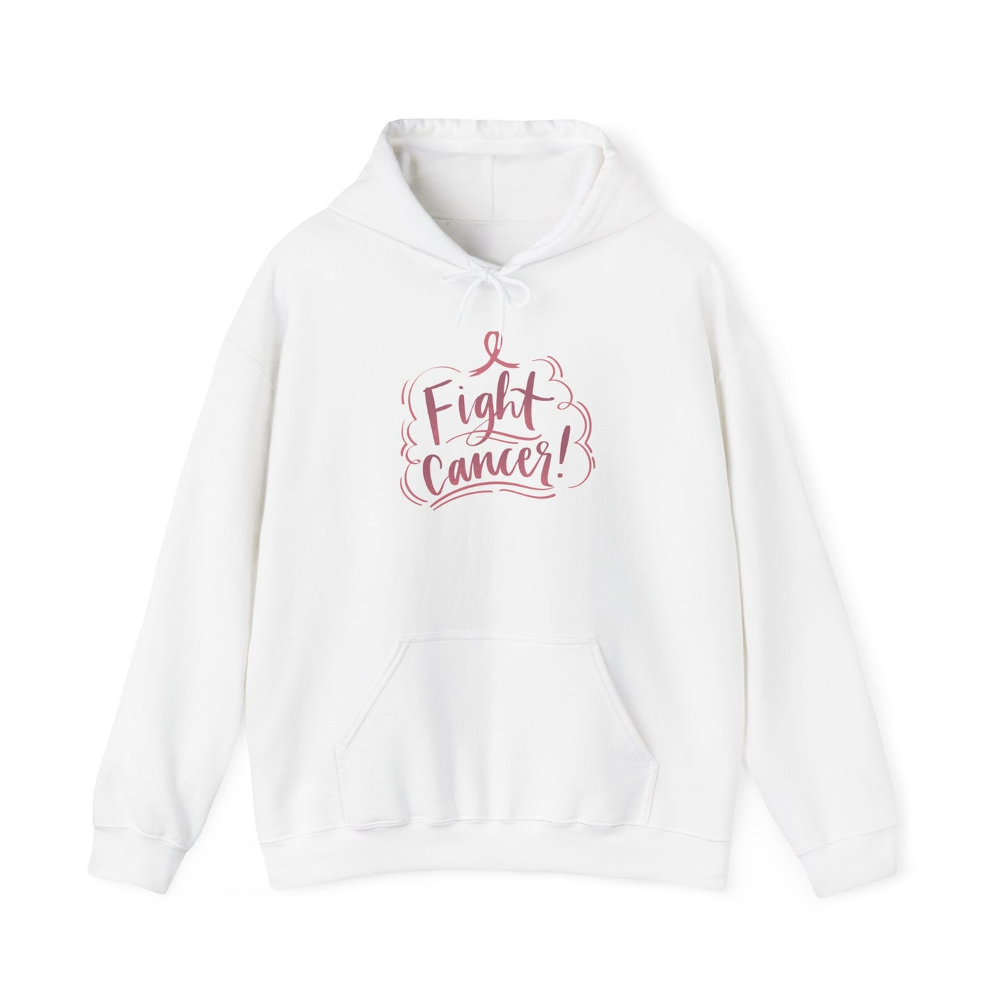 Unisex Heavy Blend™ Hooded Sweatshirt Adult/Teen Activewear fight Cancer Awareness in Pink Writing with Pink Ribbon