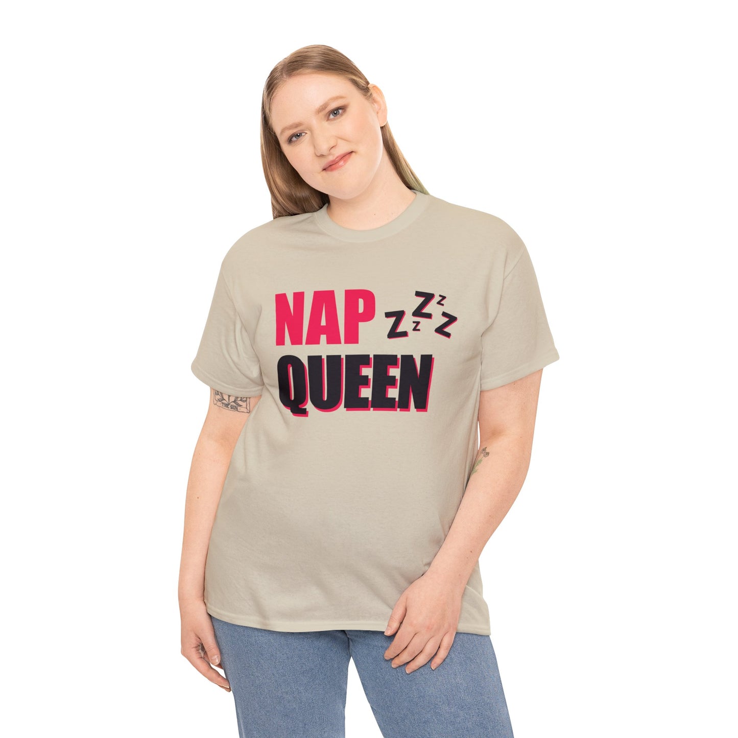 Unisex Heavy Cotton Tee Adult/Teen Activewear Nap Queen In Black Writing  Customizable Call 603-377-1833