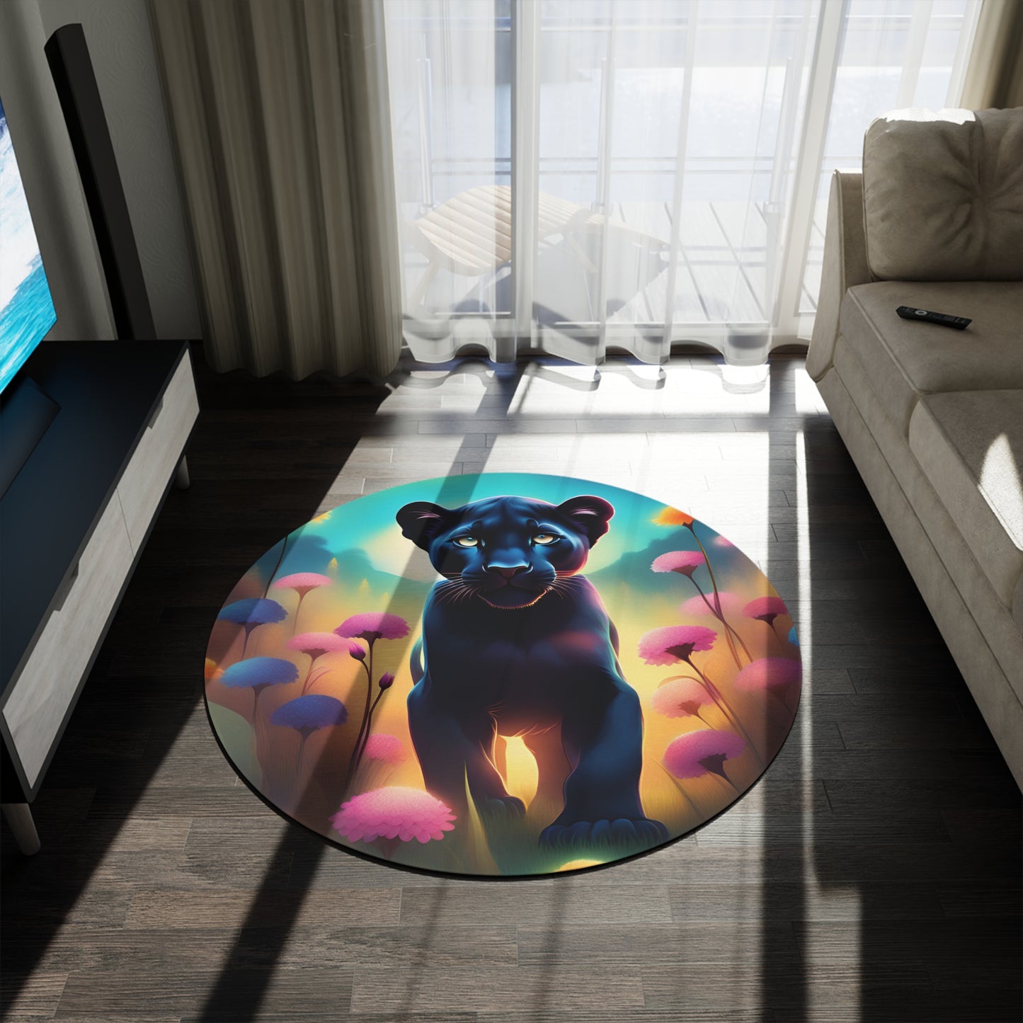 Round Rug Has Matching Products Sold Separate. One Comforter Two Pillow Sams And A Lamp, With Shipping Under 268$. Pick Your Own Image For Free Please Call, Matching Rugs Curtains And Clocks Also Available