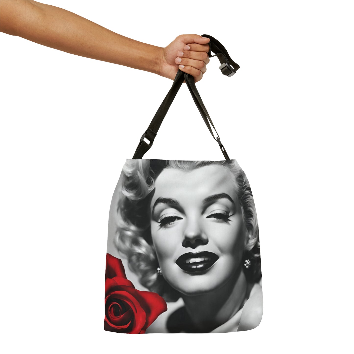 Adjustable Tote Bag (AOP) Adult Unisex Accessories Marilyn Monroe With  Red Rose