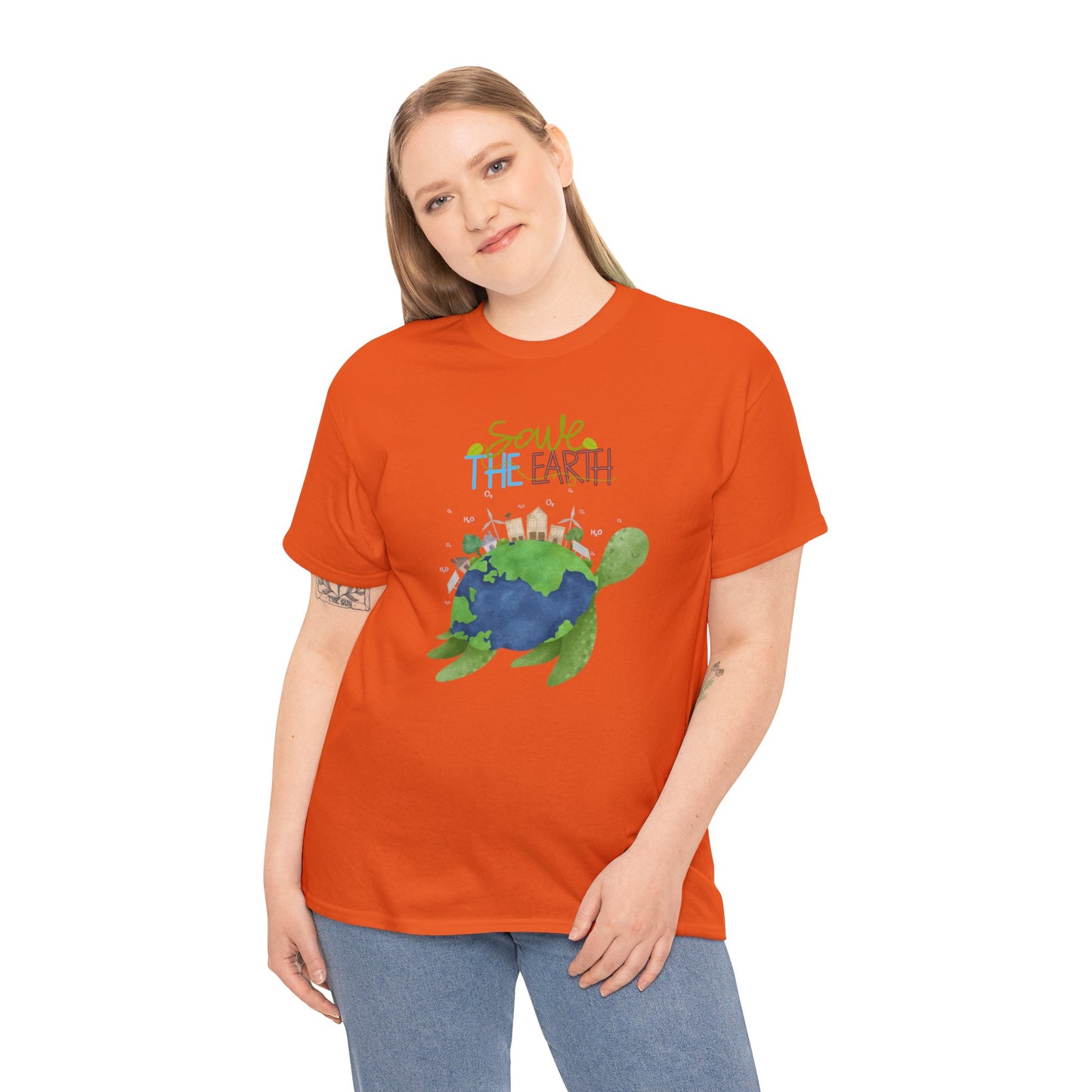 Unisex Heavy Cotton Tee Adult/Teen Activewear Shirt Comes In Many Colors Save The Earth With A Sea Turtle