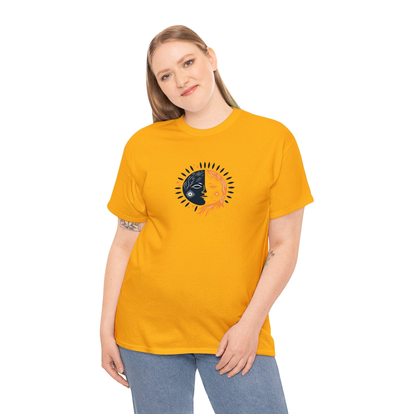 Unisex Heavy Cotton Tee Adult/Teen Activewear Sun and Moon Shirt Comes In Various Colors