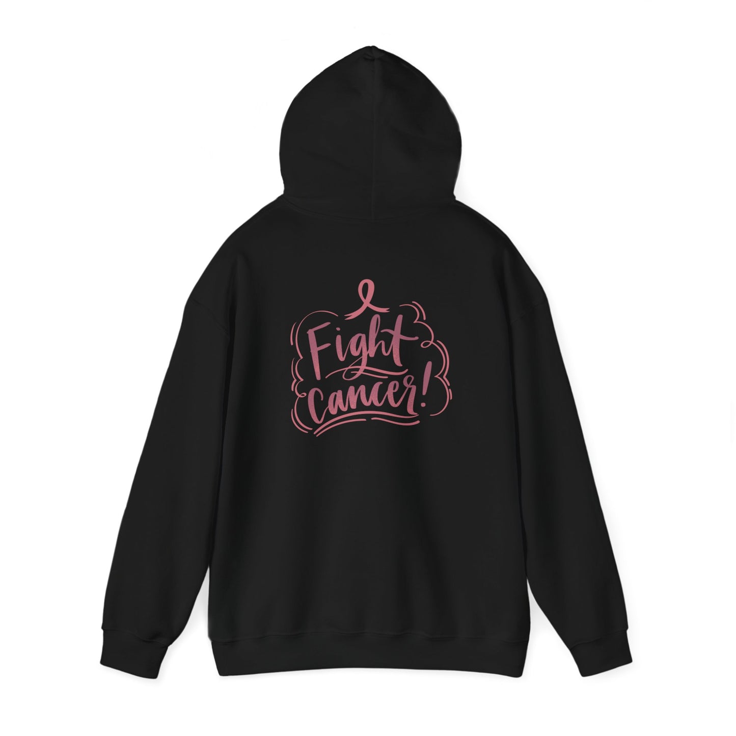 Unisex Heavy Blend™ Hooded Sweatshirt Adult/Teen Activewear on Front Pink World for Fighting Cancer and on Back Fight Cancer in Pink Writing