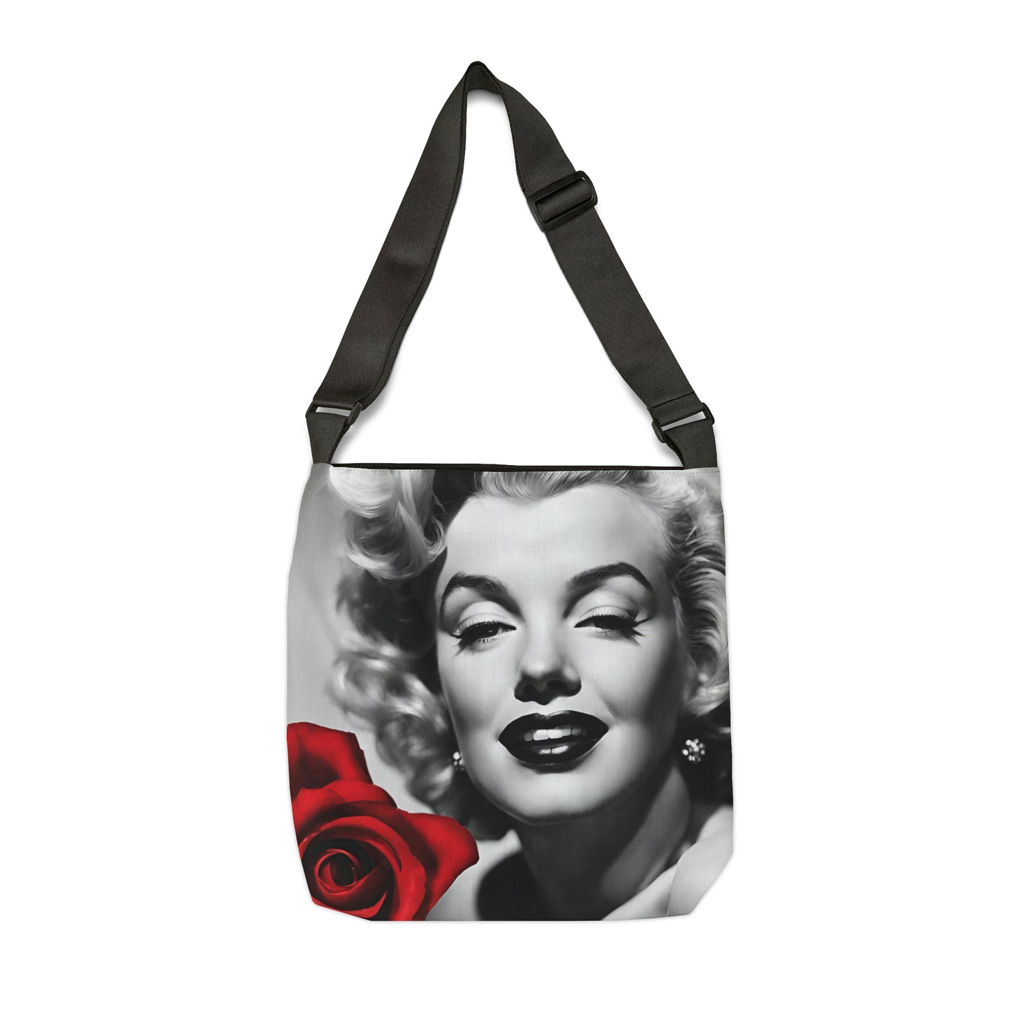 Adjustable Tote Bag (AOP) Adult Unisex Accessories Marilyn Monroe With  Red Rose