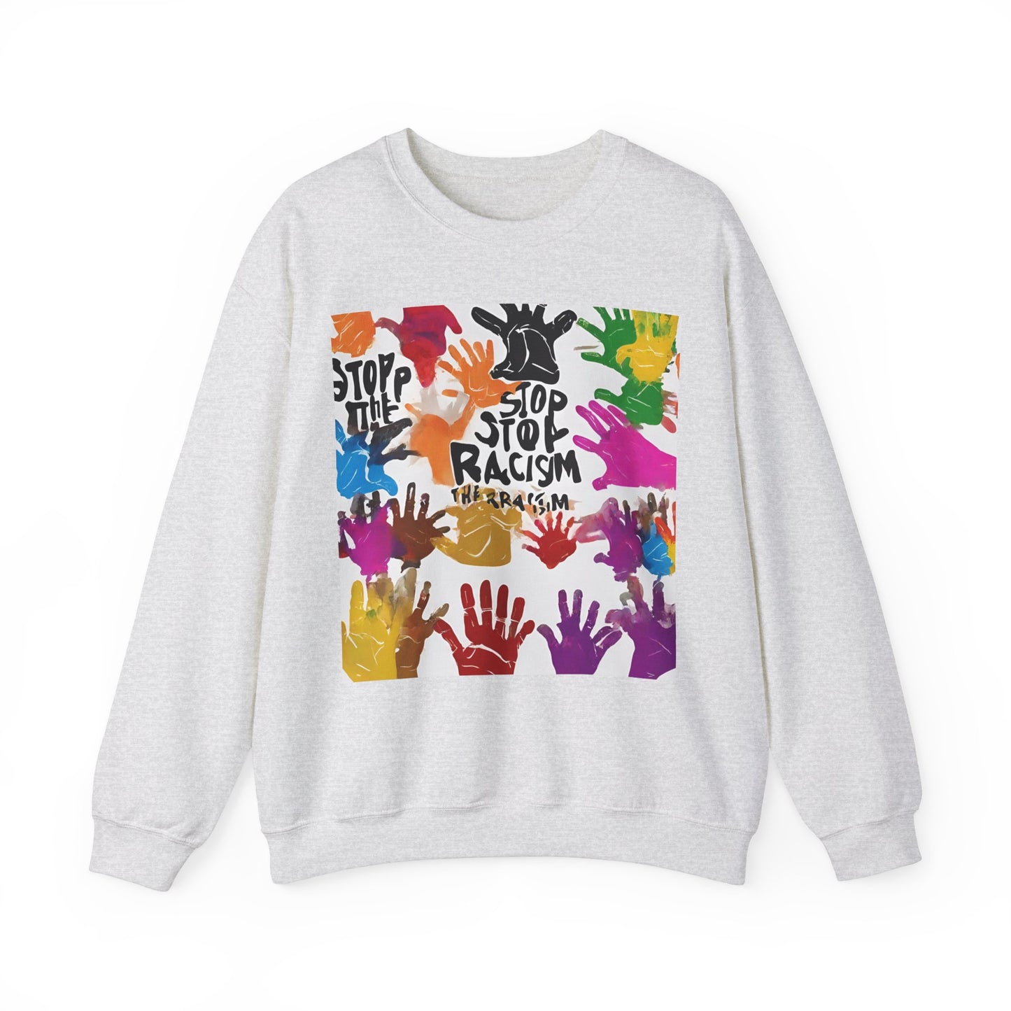 Unisex Heavy Blend™ Crewneck Sweatshirt Adult/Teen Stop Racism Awareness' Activewear Colors Red Yellow Blue Green