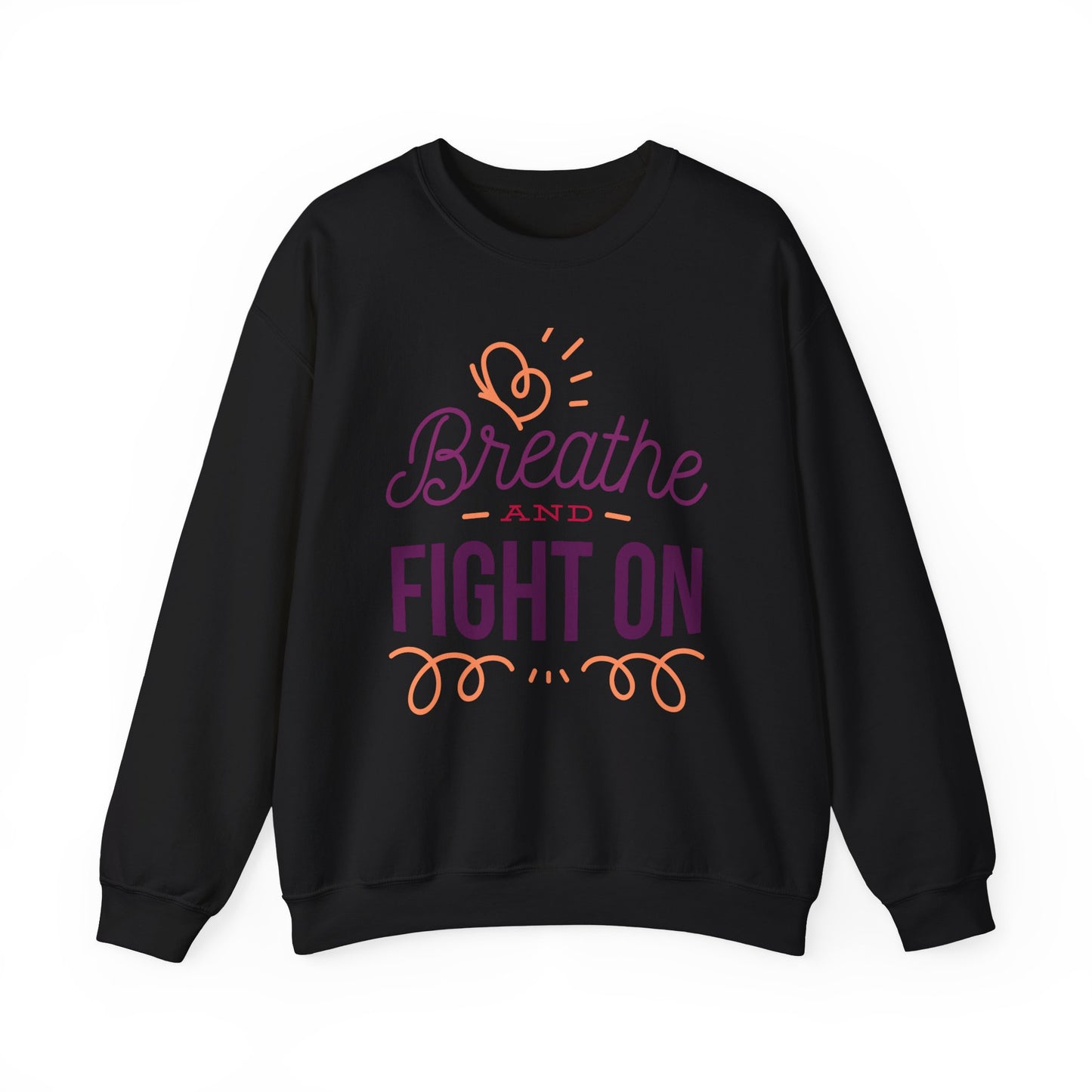 Unisex Heavy Blend™ Crewneck Sweatshirt Adult/Teen Activewear Black Lives Matter Breathe and Live On in Colors Purple and Peach Writing