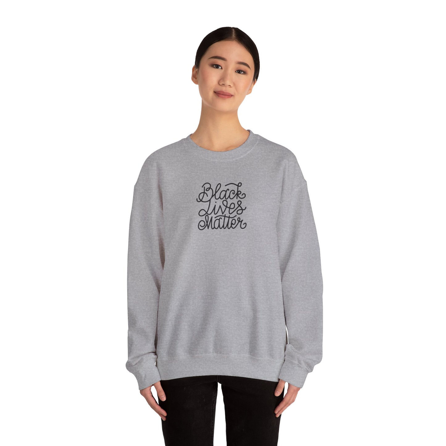 Unisex Heavy Blend™ Crewneck Sweatshirt Adult/Teen Activewear Black Lives Matter in Black Writing on Back African American wear Colors Red Yellow Green No More Racism