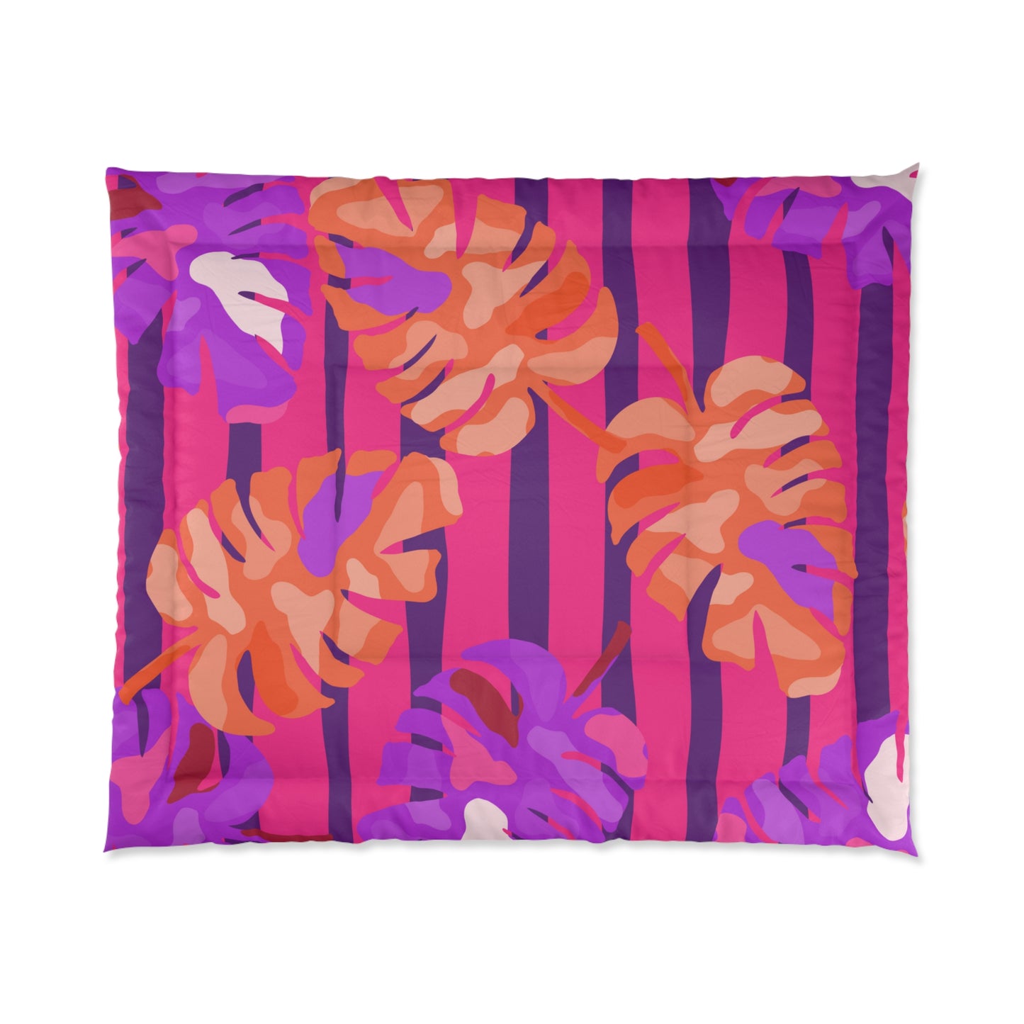 Comforter ACCESSORIES ADULT/TEEN/CHILDREN UNISEX PURPLE HOT PINK STRIPES AND LEAVES DESIGN CUSTOMIZABLE tiffany.trillo@icloud.com