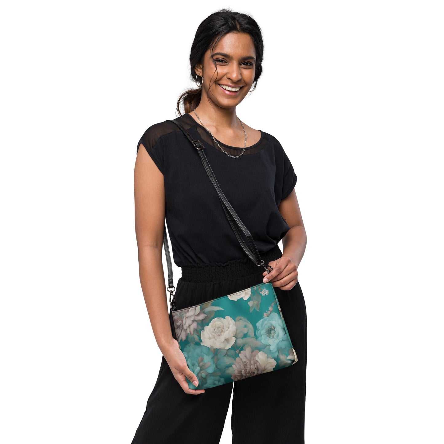 Crossbody bag teal green with skull Unisex Adult Accessories