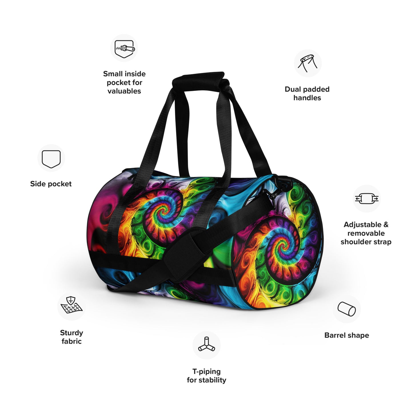 All-over print gym bag Adult/Teen Accessories Duffle Bag Great for Overnights/Weekends